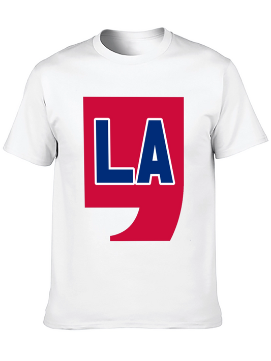 LA Graphic T-Shirt - Bold Red & Blue Design