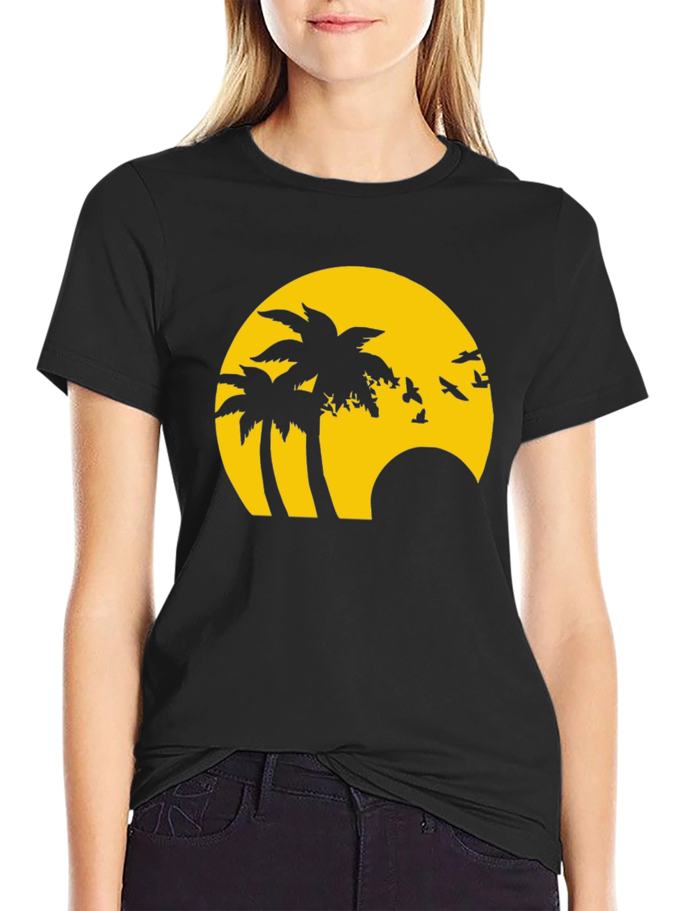 Tropical Palm Sunset Graphic T-Shirt