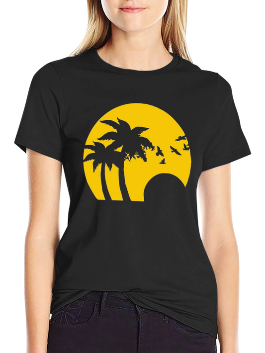 Tropical Palm Sunset Graphic T-Shirt