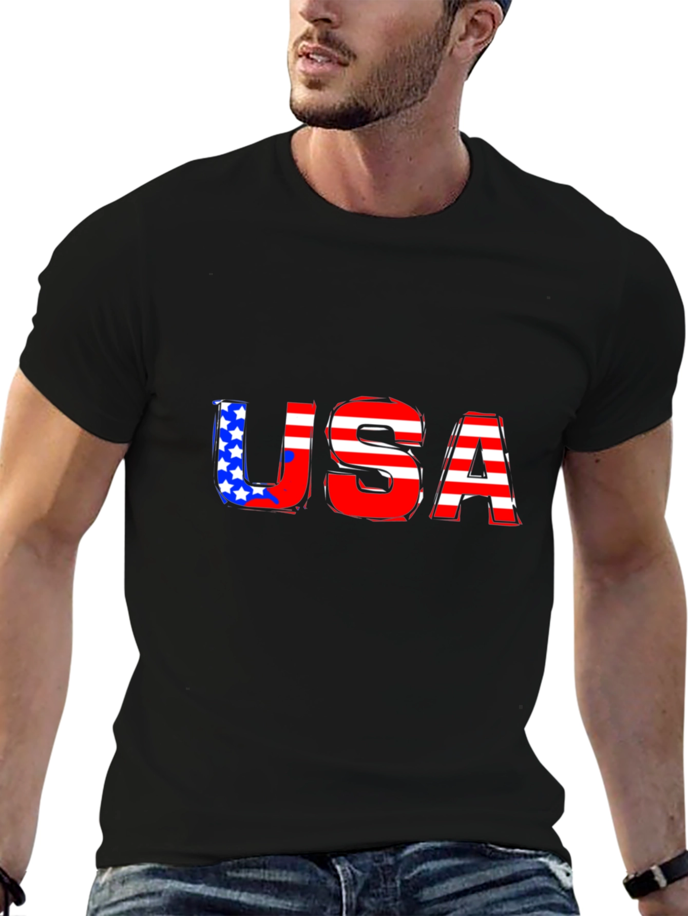 USA Flag Graphic Print T-Shirt