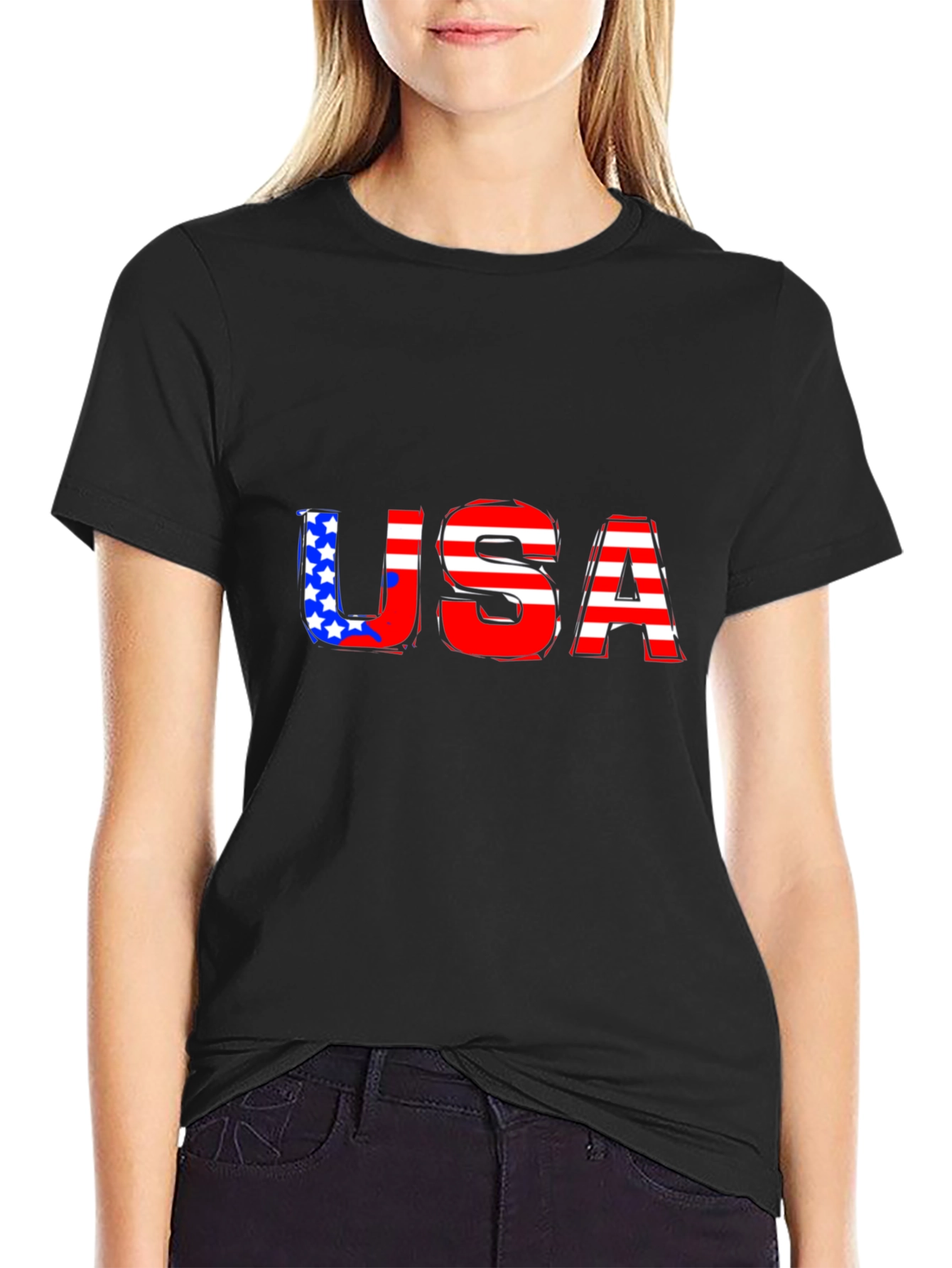 USA Flag Graphic Print T-Shirt
