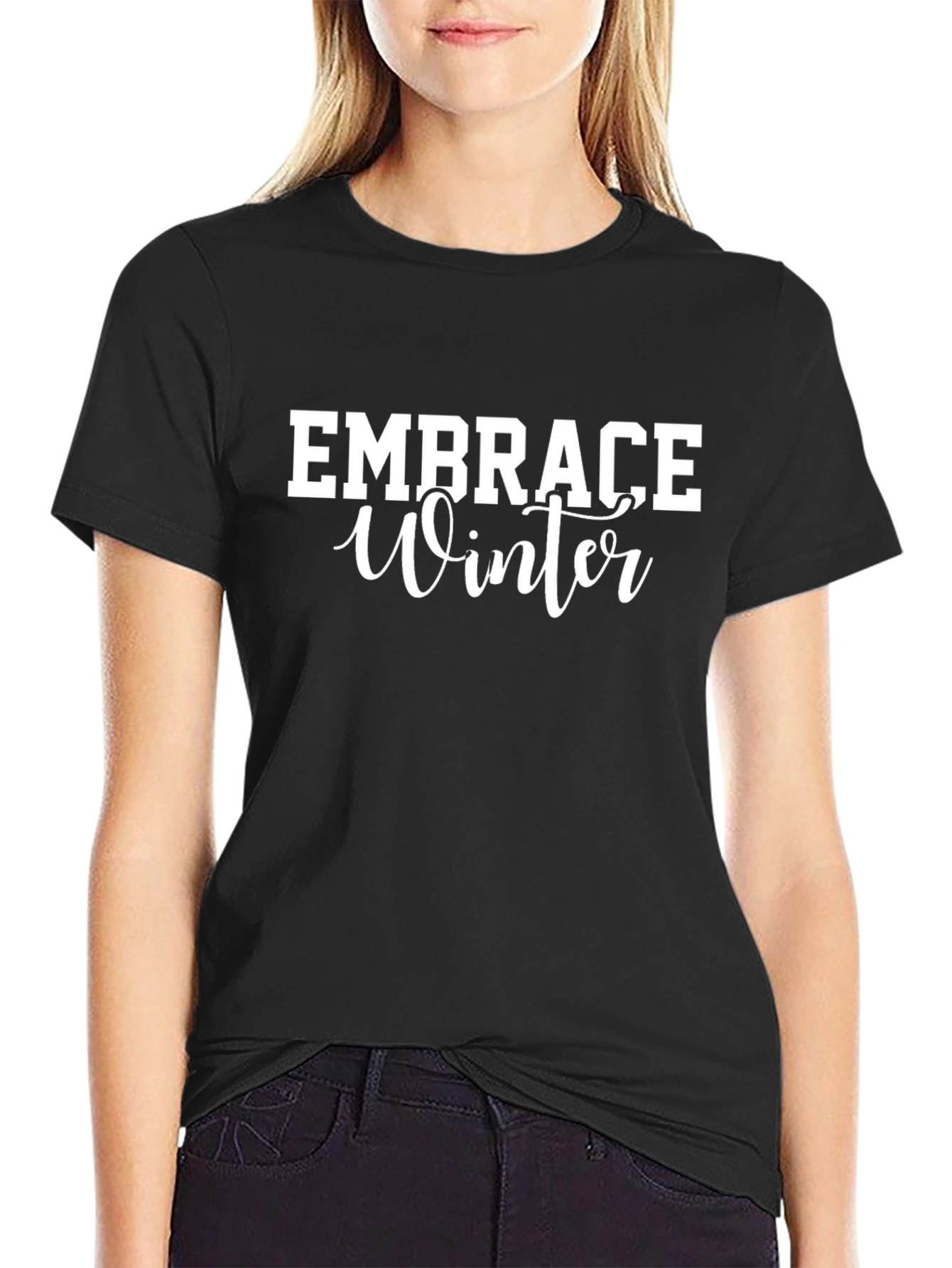 Embrace Winter Black Graphic Tee