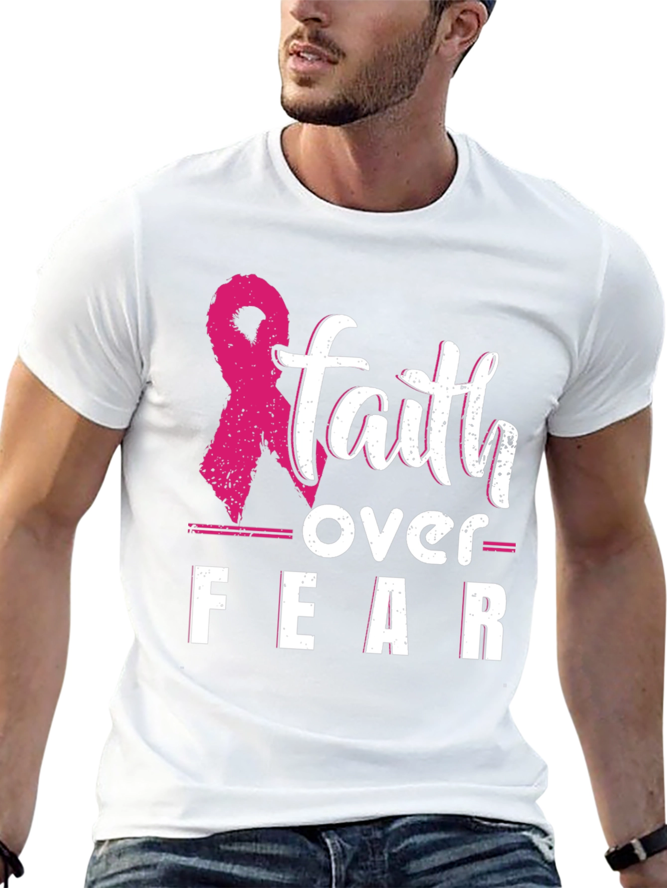 Faith Over Fear Breast Cancer Awareness T-Shirt