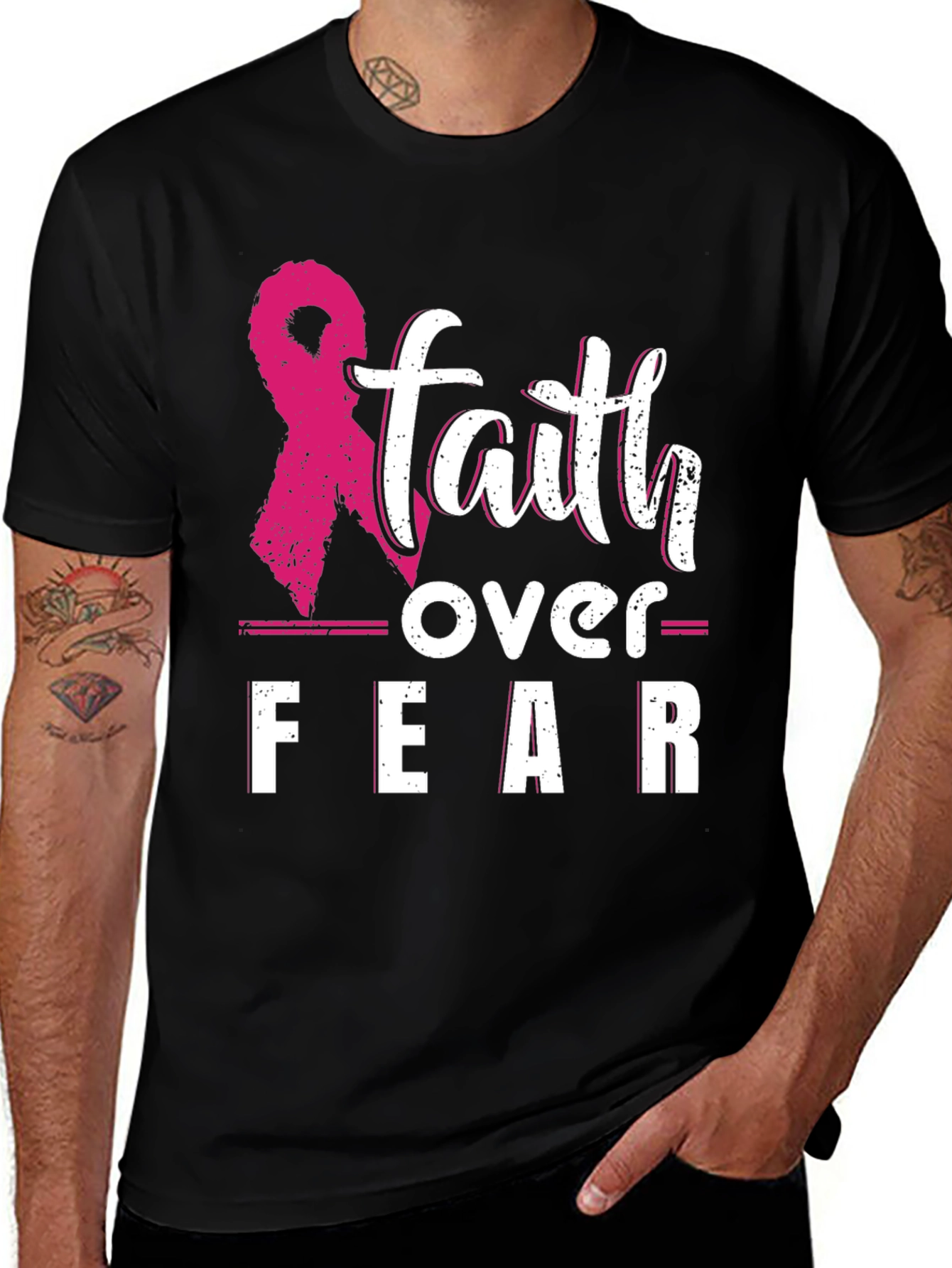 Faith Over Fear Breast Cancer Awareness T-Shirt