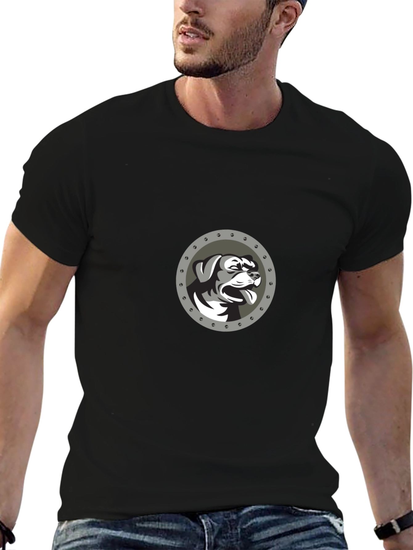 Dog Graphic Tee - Black Crewneck T-Shirt