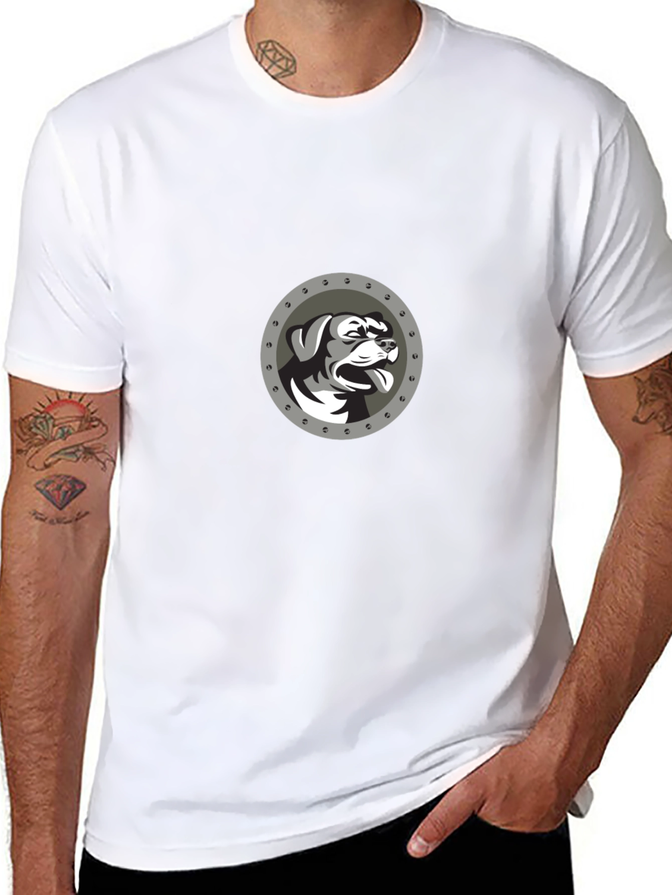 Dog Graphic Tee - Black Crewneck T-Shirt