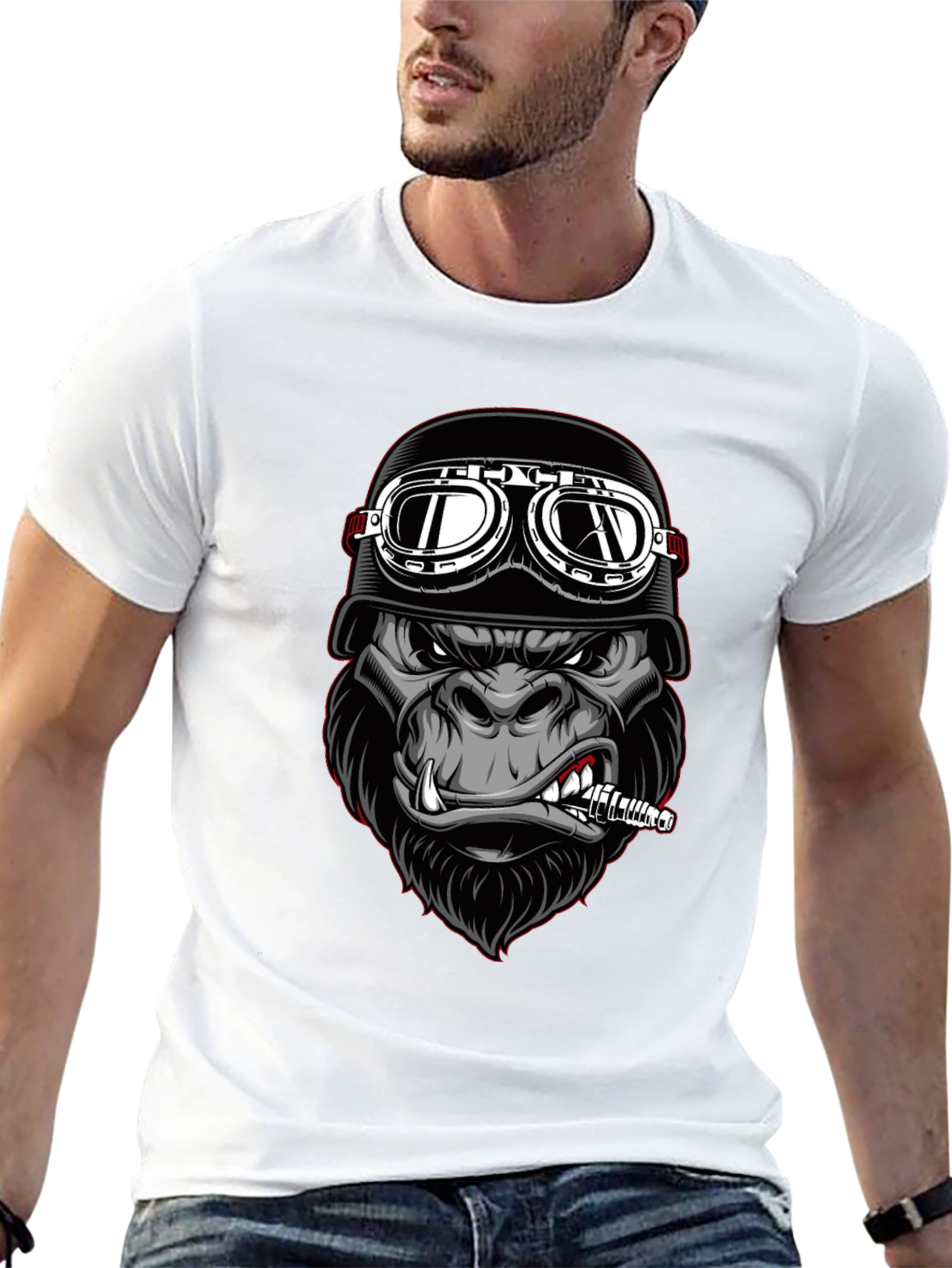 Cool Gorilla Biker T-Shirt - Black