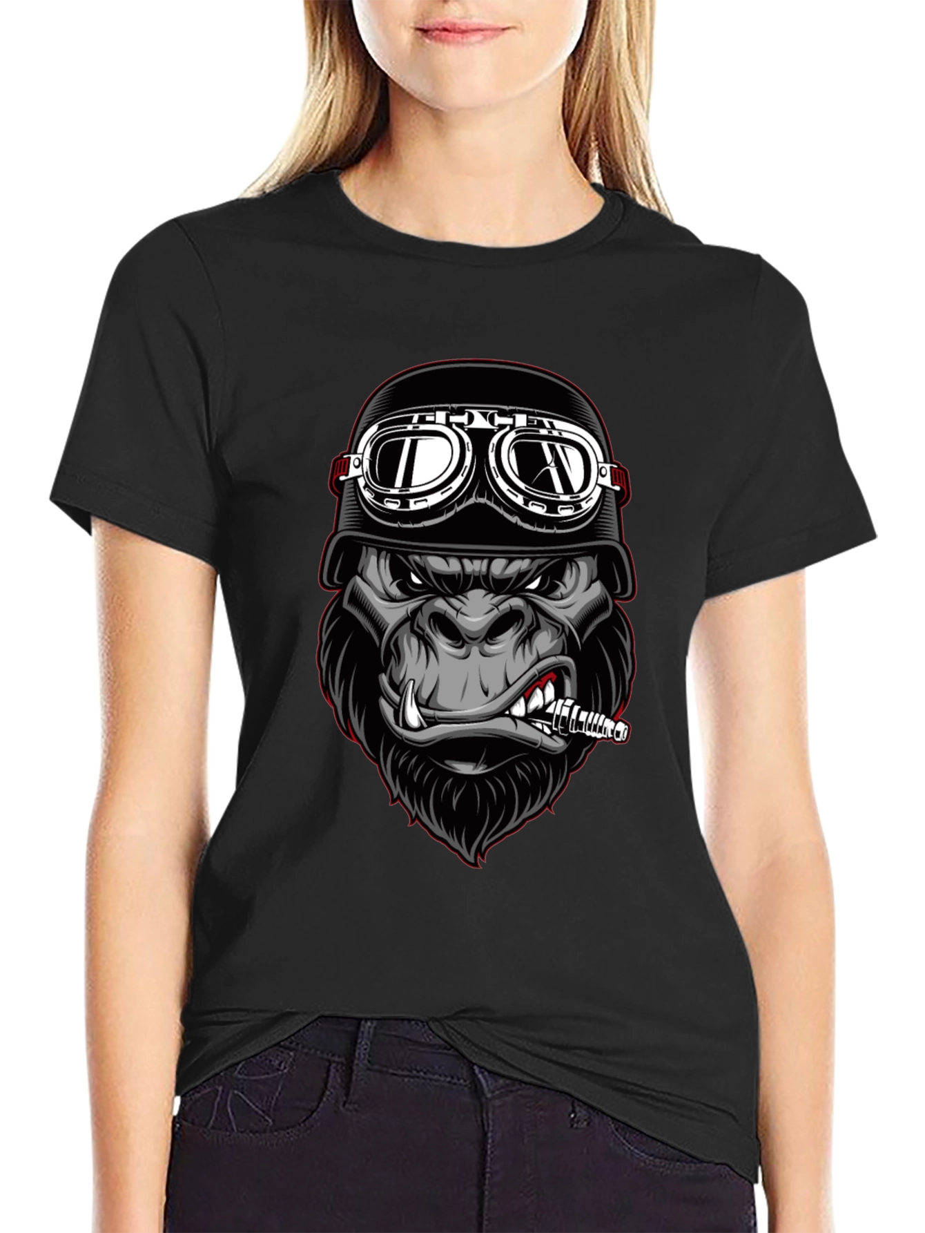 Cool Gorilla Biker T-Shirt - Black