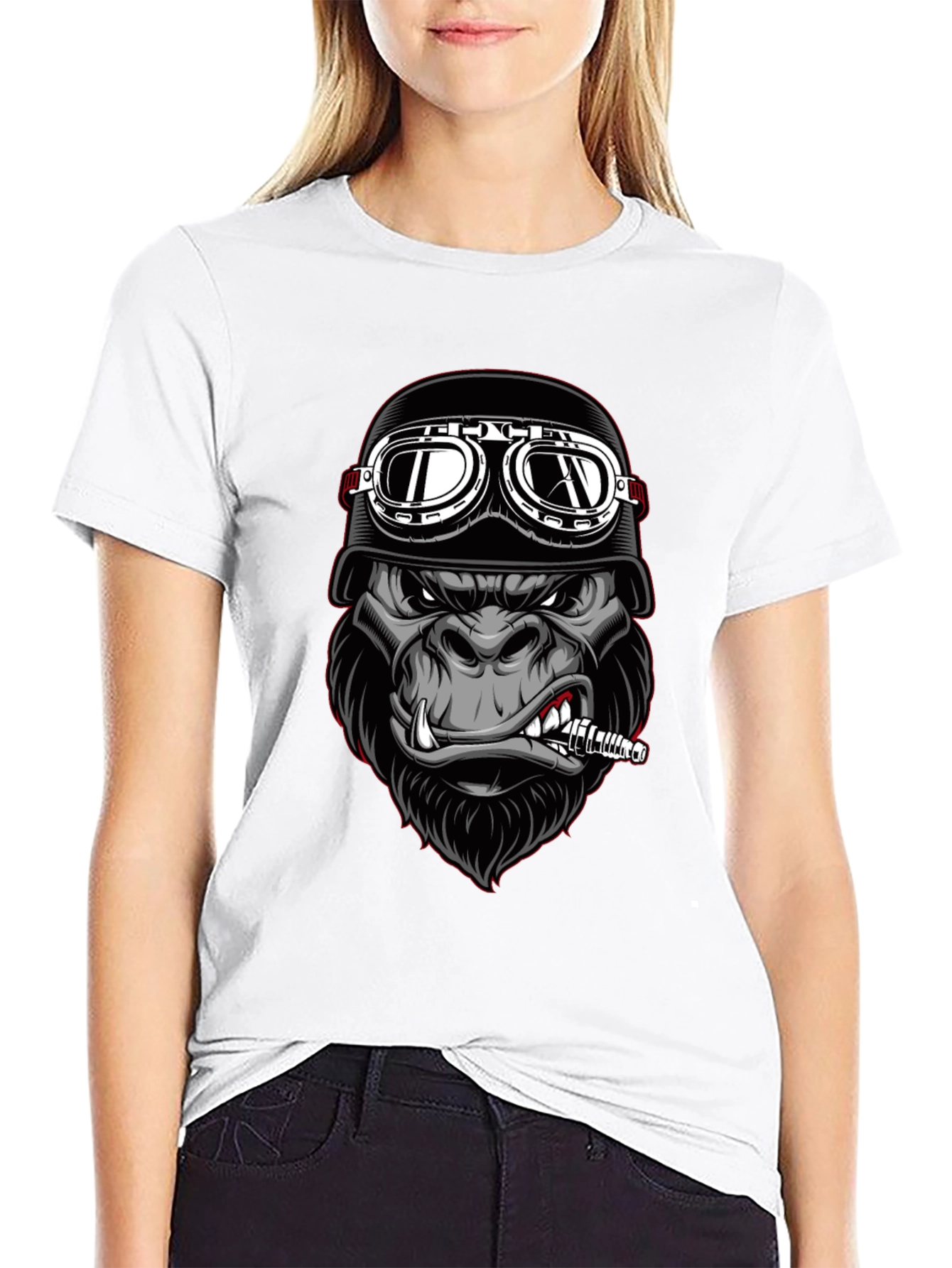 Cool Gorilla Biker T-Shirt - Black