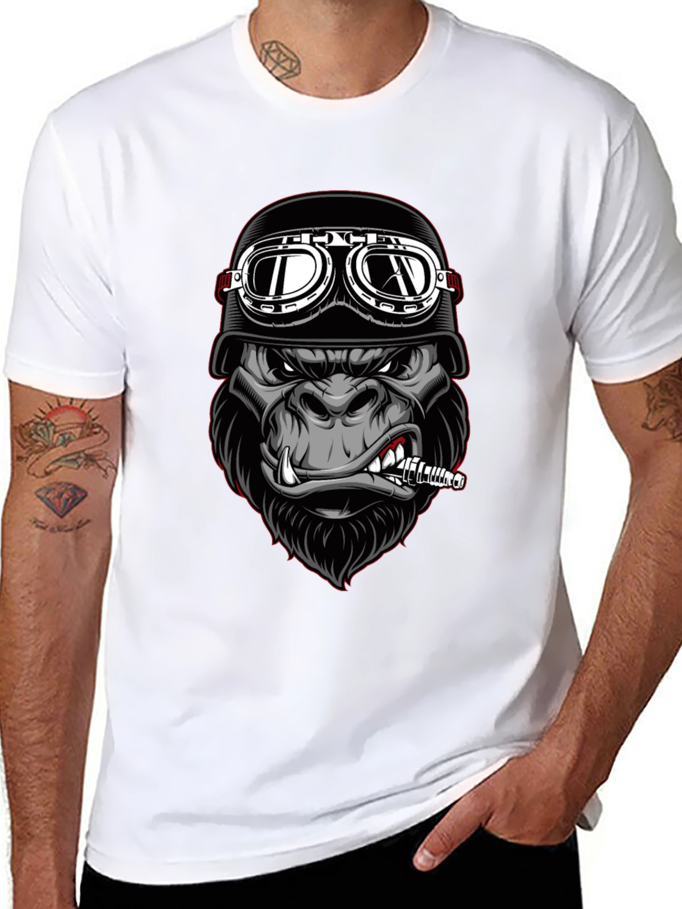Cool Gorilla Biker T-Shirt - Black