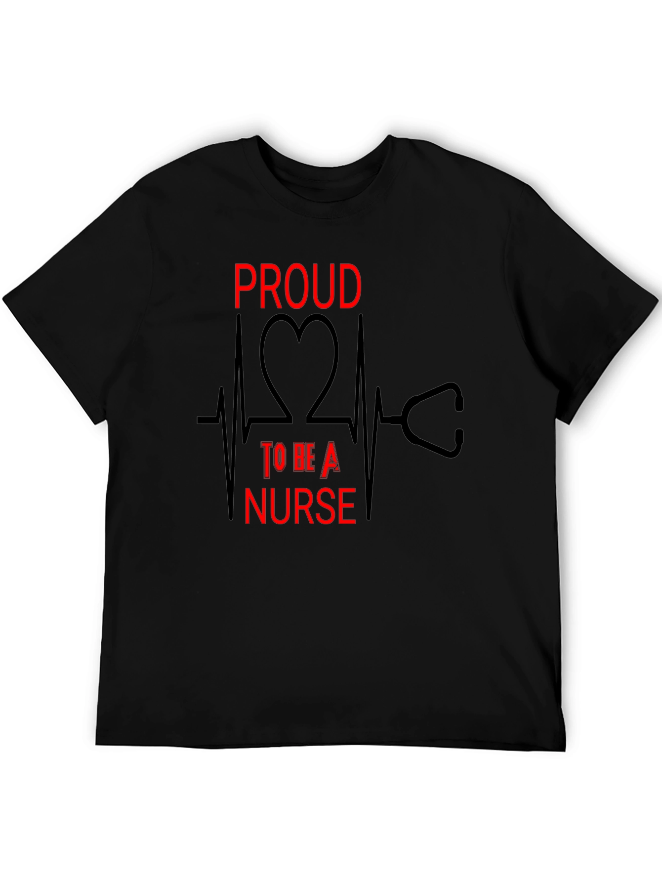 Proud Nurse Graphic Tee - Heartbeat Stethoscope Design