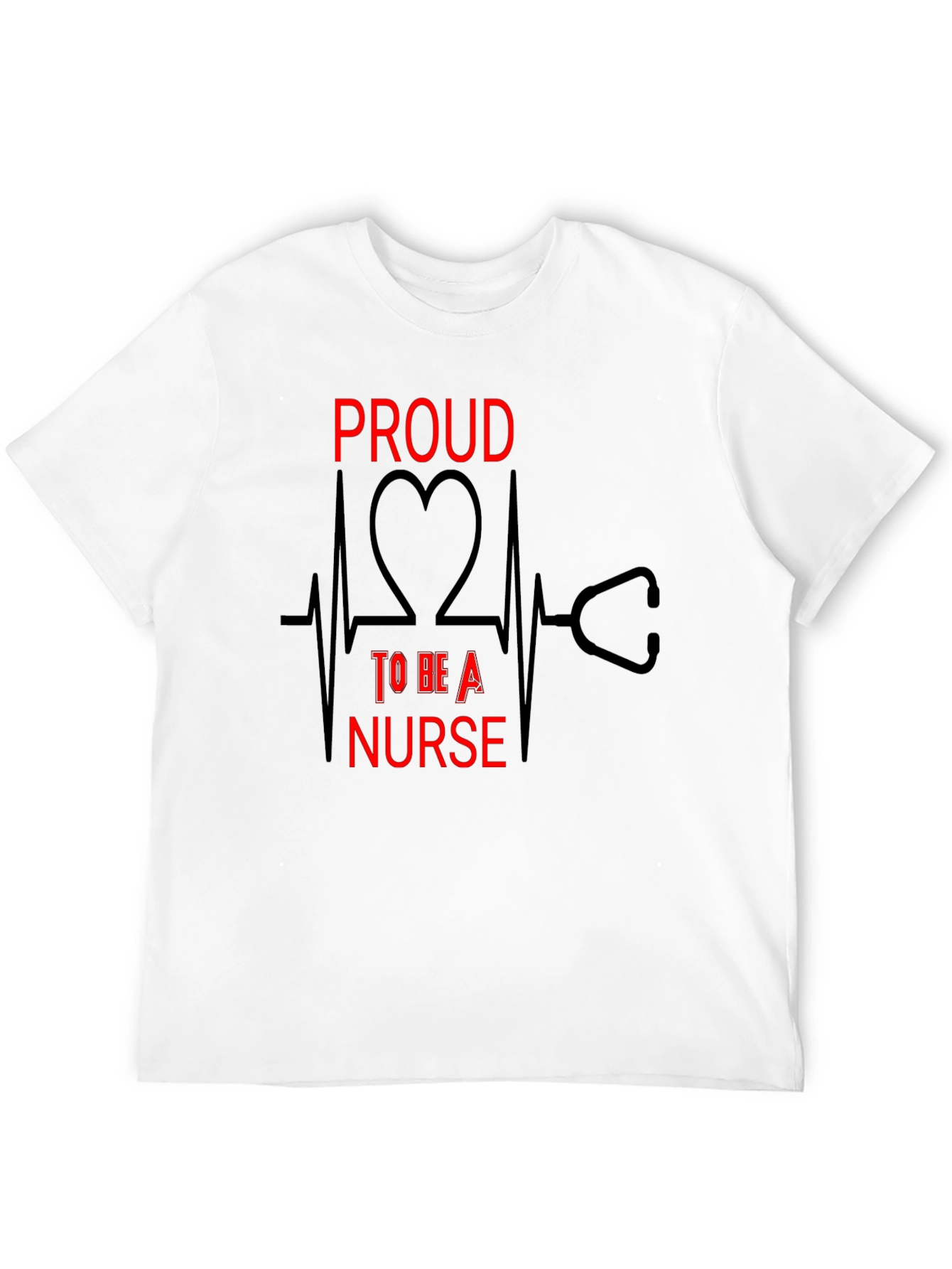 Proud Nurse Graphic Tee - Heartbeat Stethoscope Design