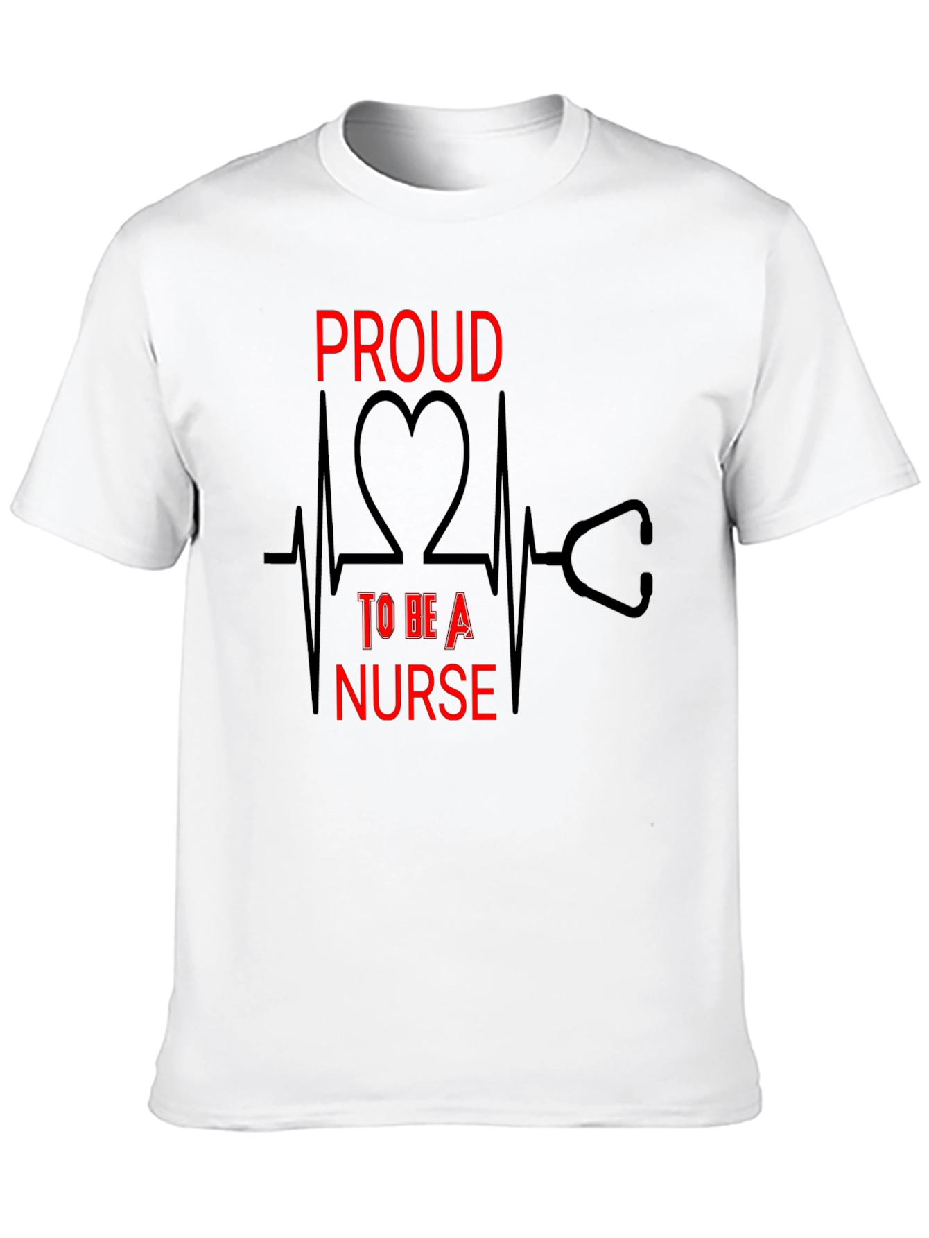 Proud Nurse Graphic Tee - Heartbeat Stethoscope Design