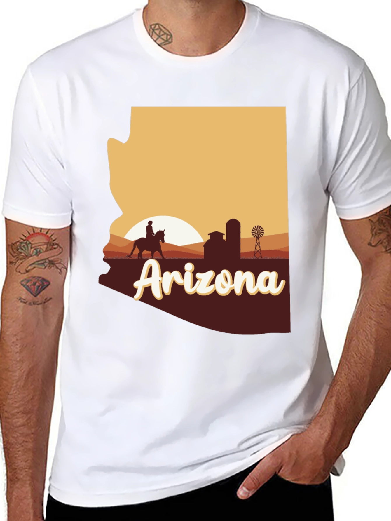 Arizona Graphic T-Shirt - Desert Sunset State Pride Tee