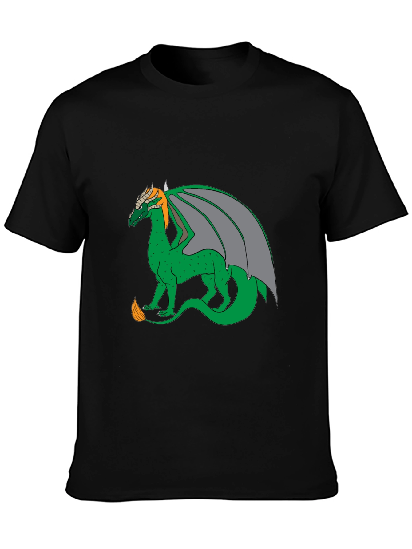 Dragon Graphic Tee - Black Cotton Blend Casual Wear