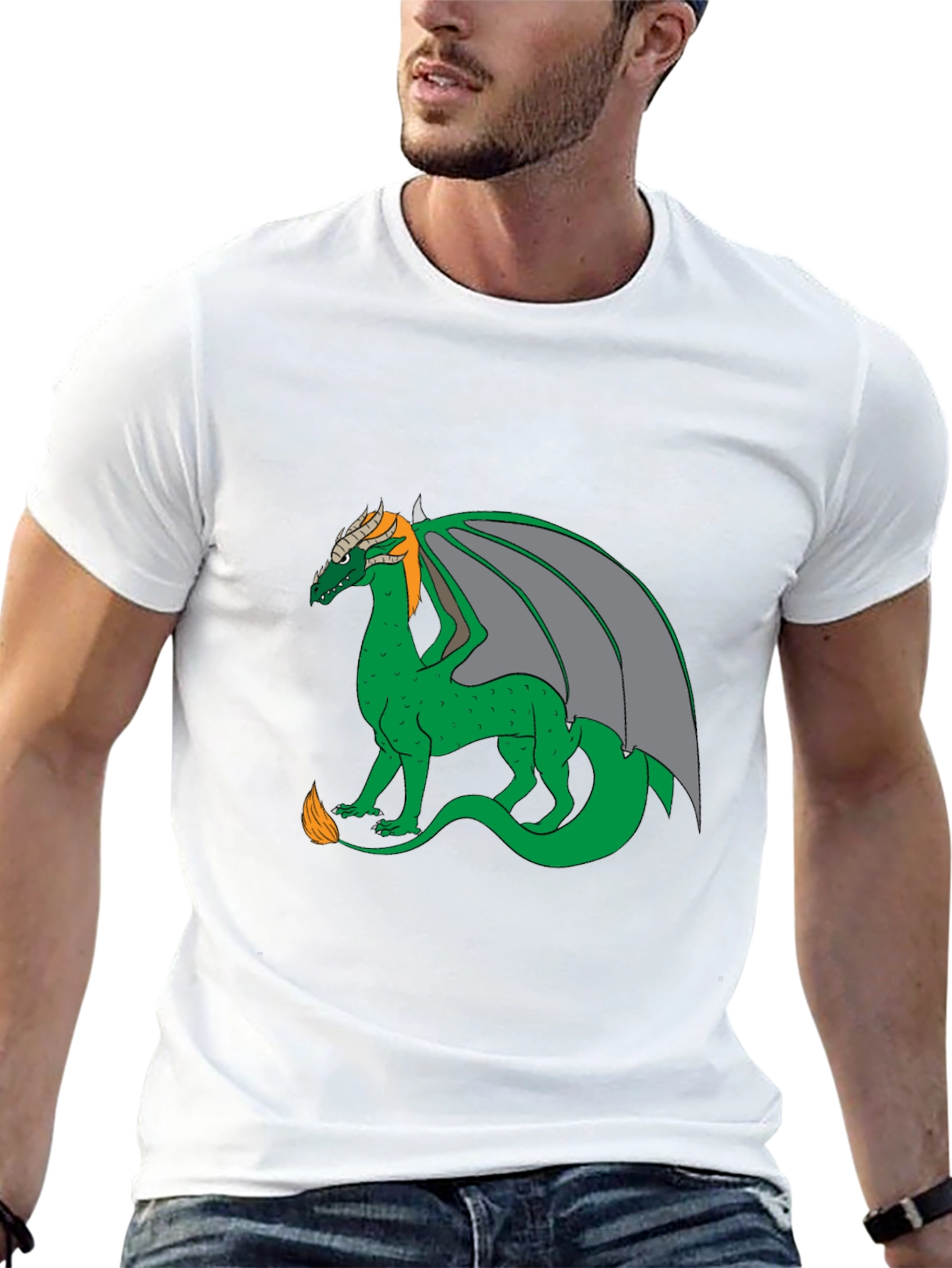 Dragon Graphic Tee - Black Cotton Blend Casual Wear