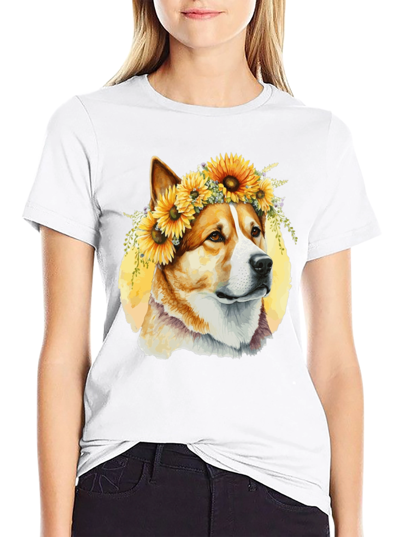 Dog with Sunflowers T-Shirt