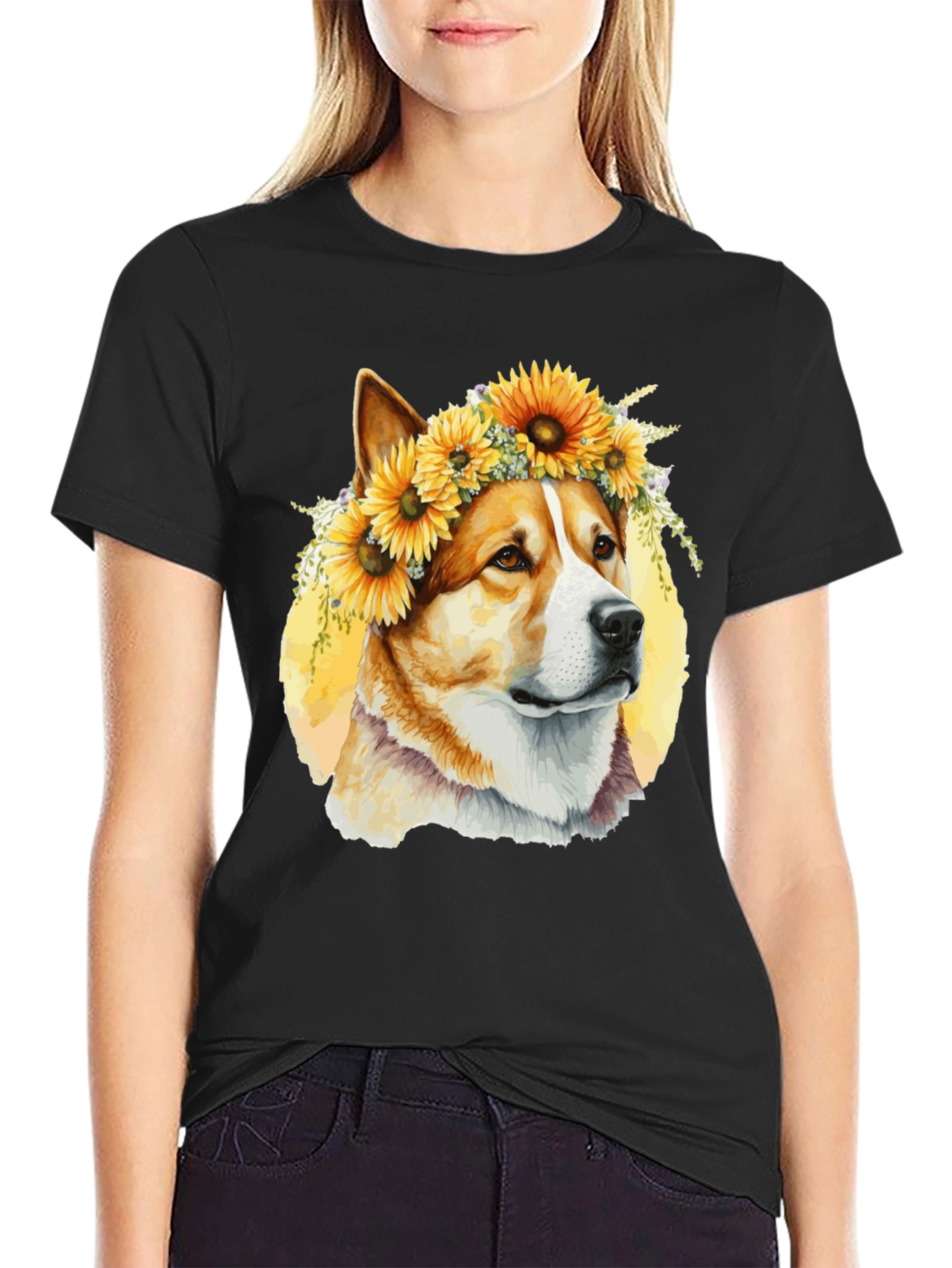 Dog with Sunflowers T-Shirt