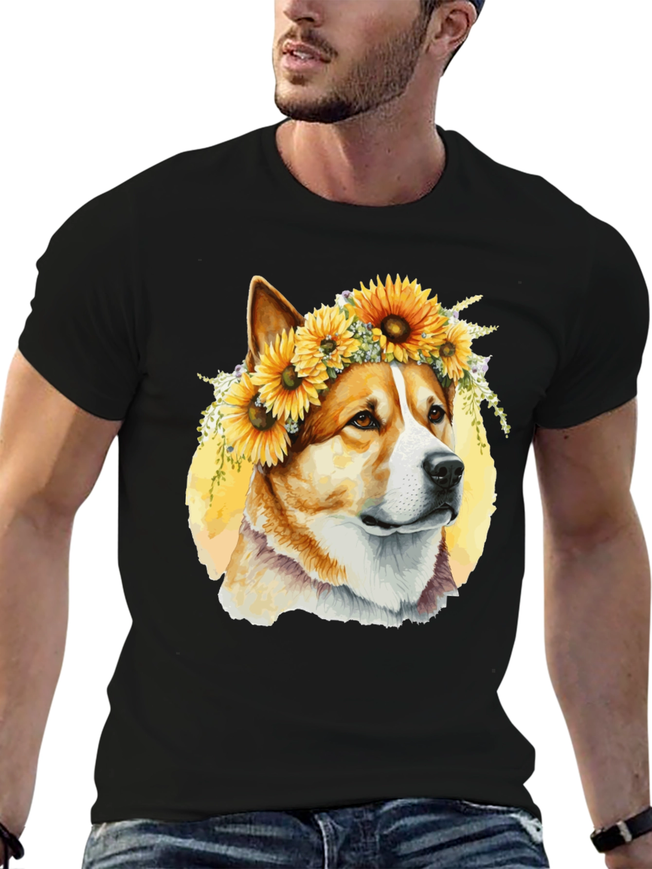 Dog with Sunflowers T-Shirt