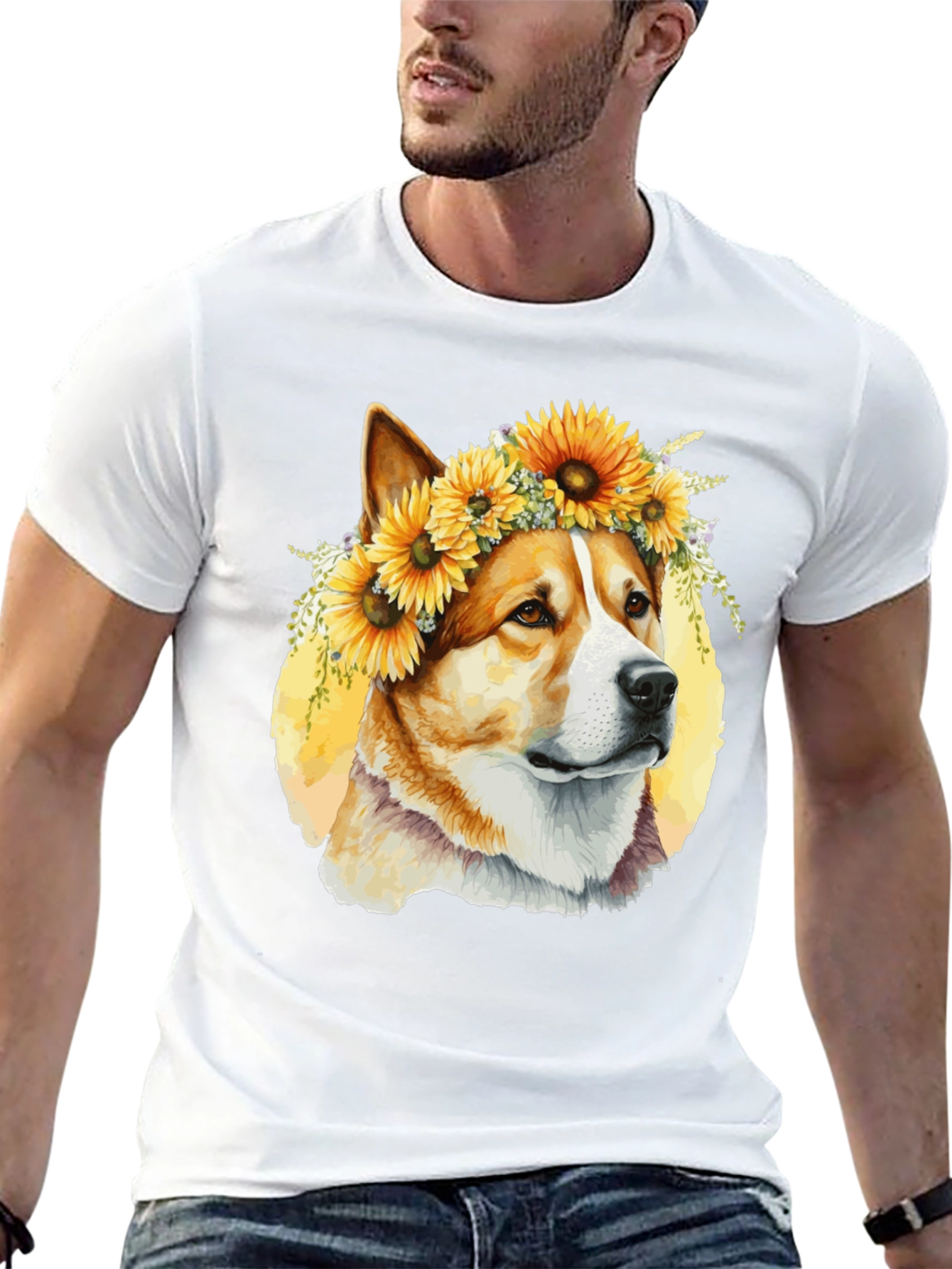 Dog with Sunflowers T-Shirt