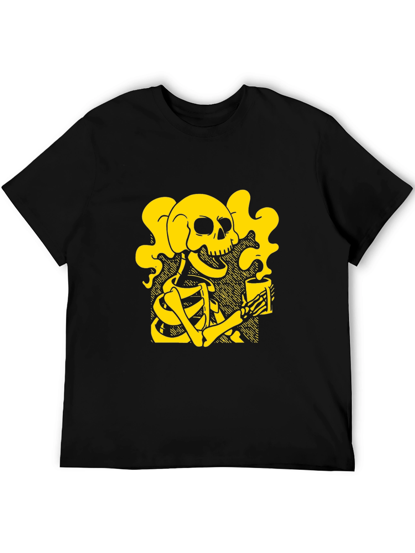 Skull Coffee Graphic T-Shirt - Black