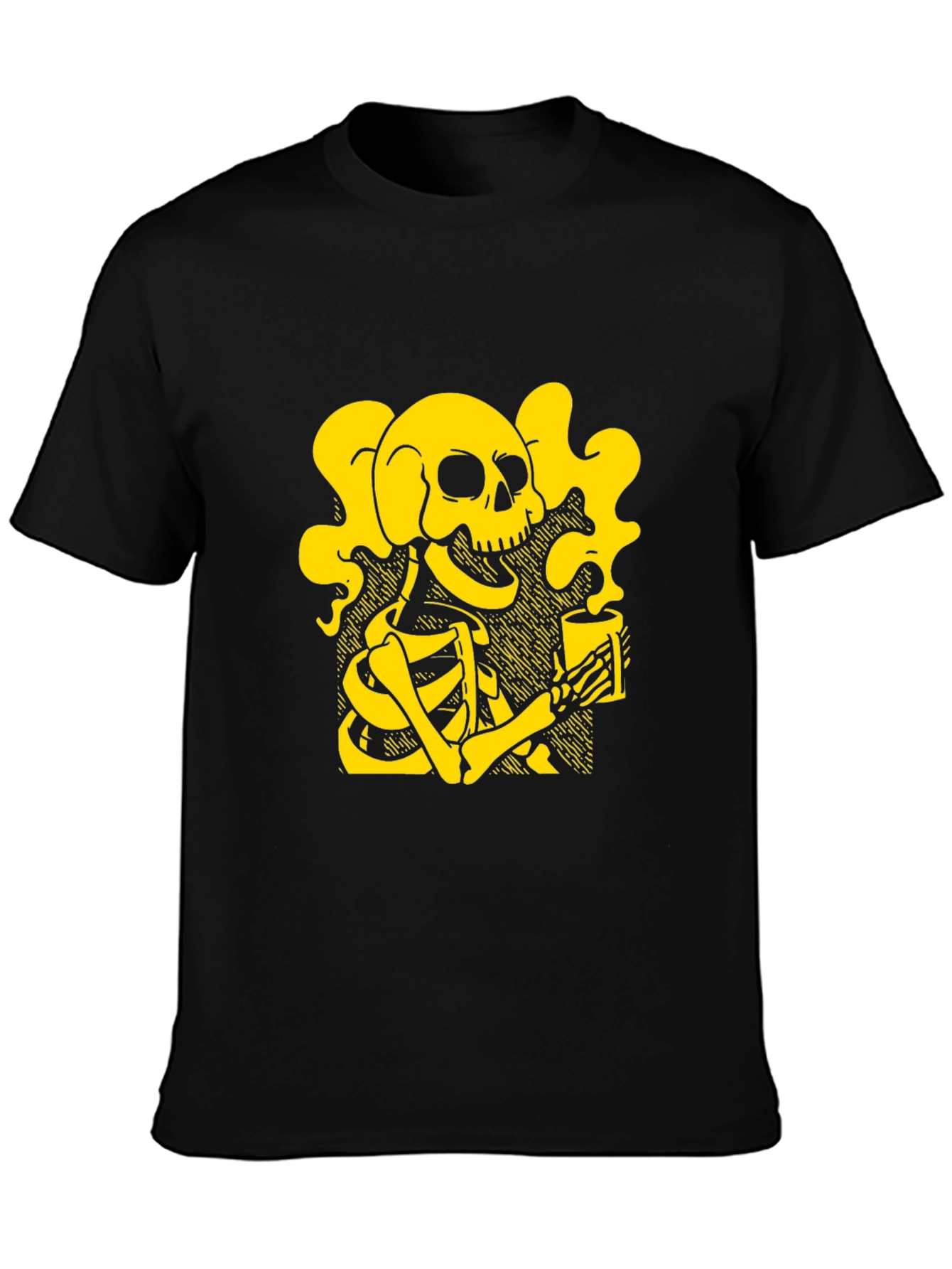 Skull Coffee Graphic T-Shirt - Black