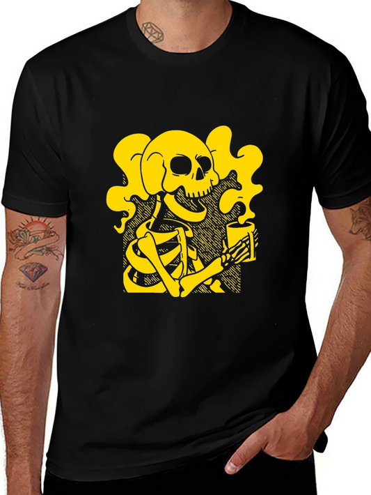 Skull Coffee Graphic T-Shirt - Black