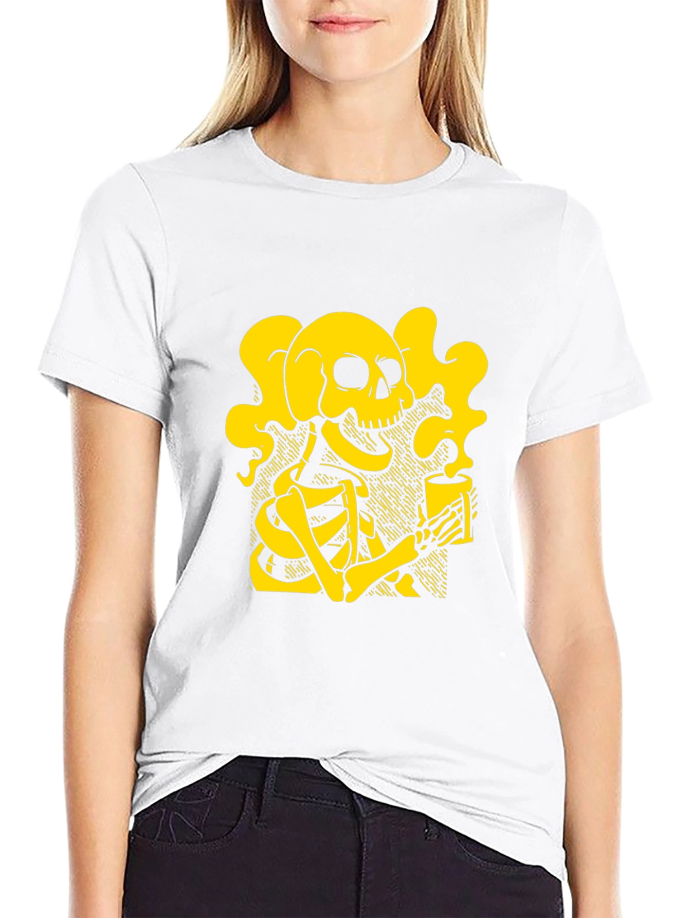 Skull Coffee Graphic T-Shirt - Black
