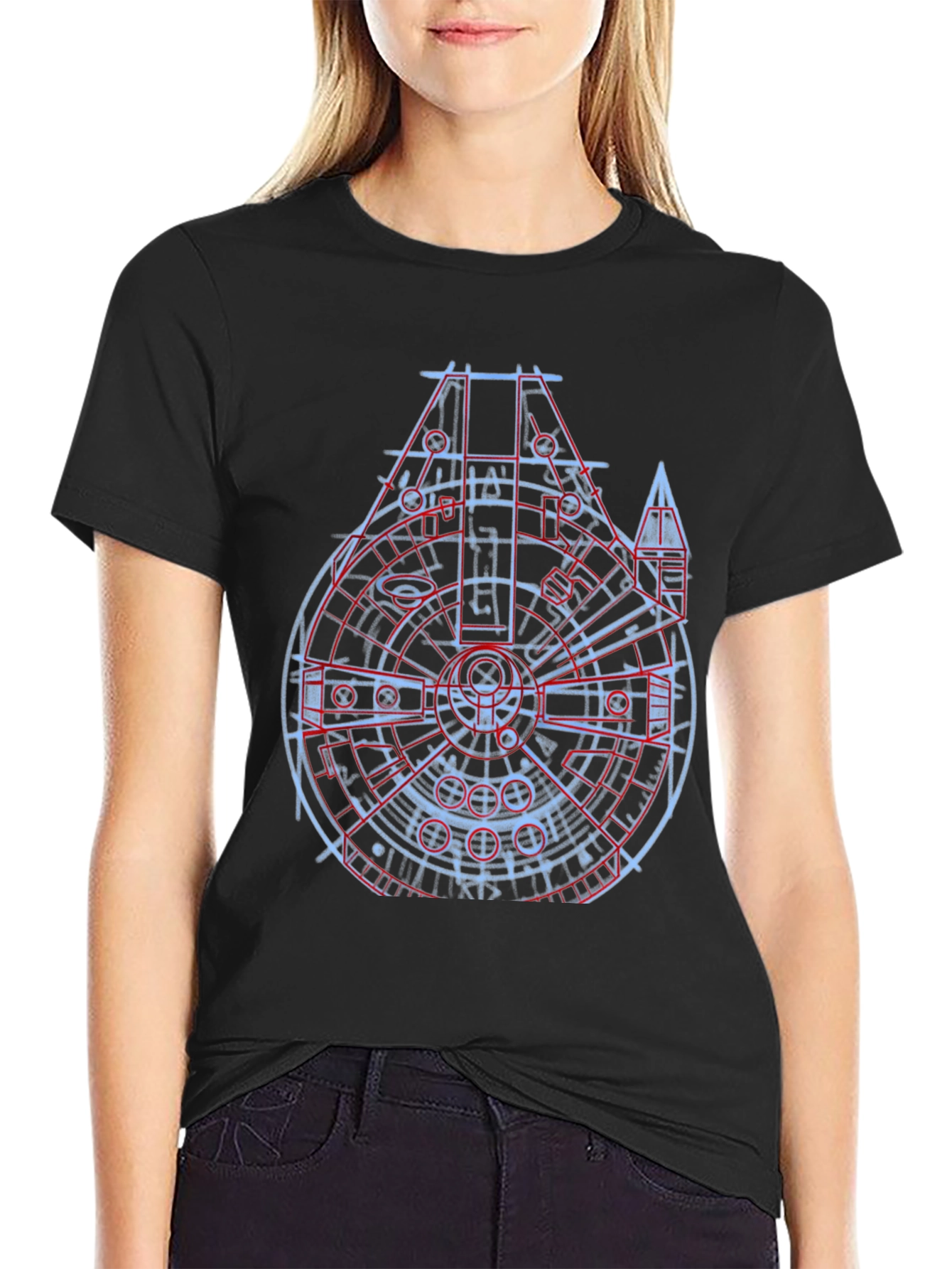 Millennium Falcon Blueprint Black T-Shirt