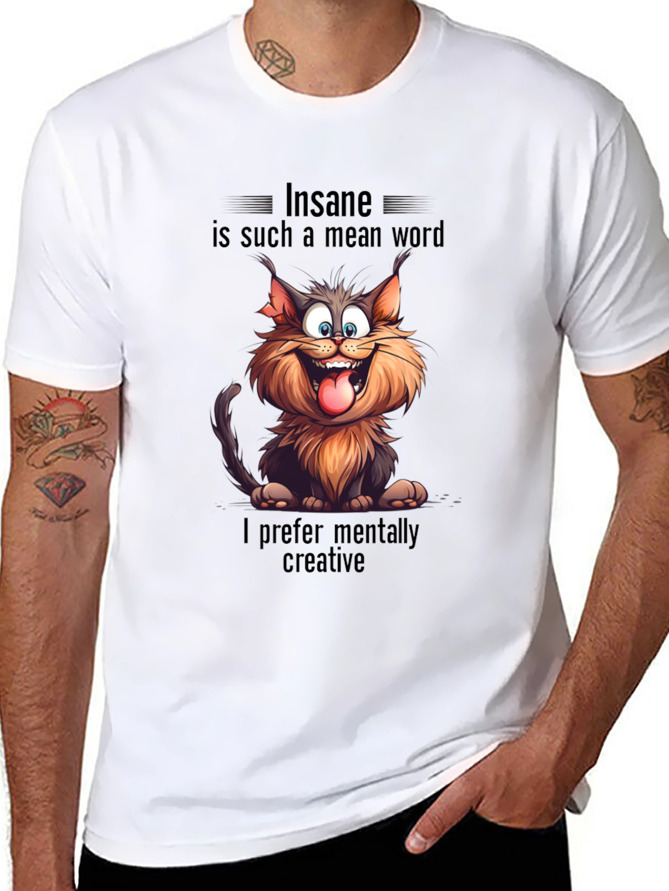 Insane Cat Graphic Tee - Creative & Unique