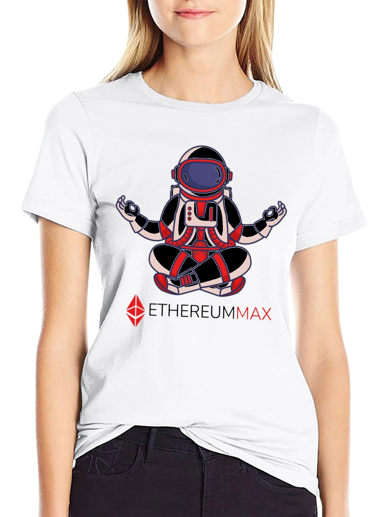 EthereumMax Meditation Astronaut Black T-Shirt