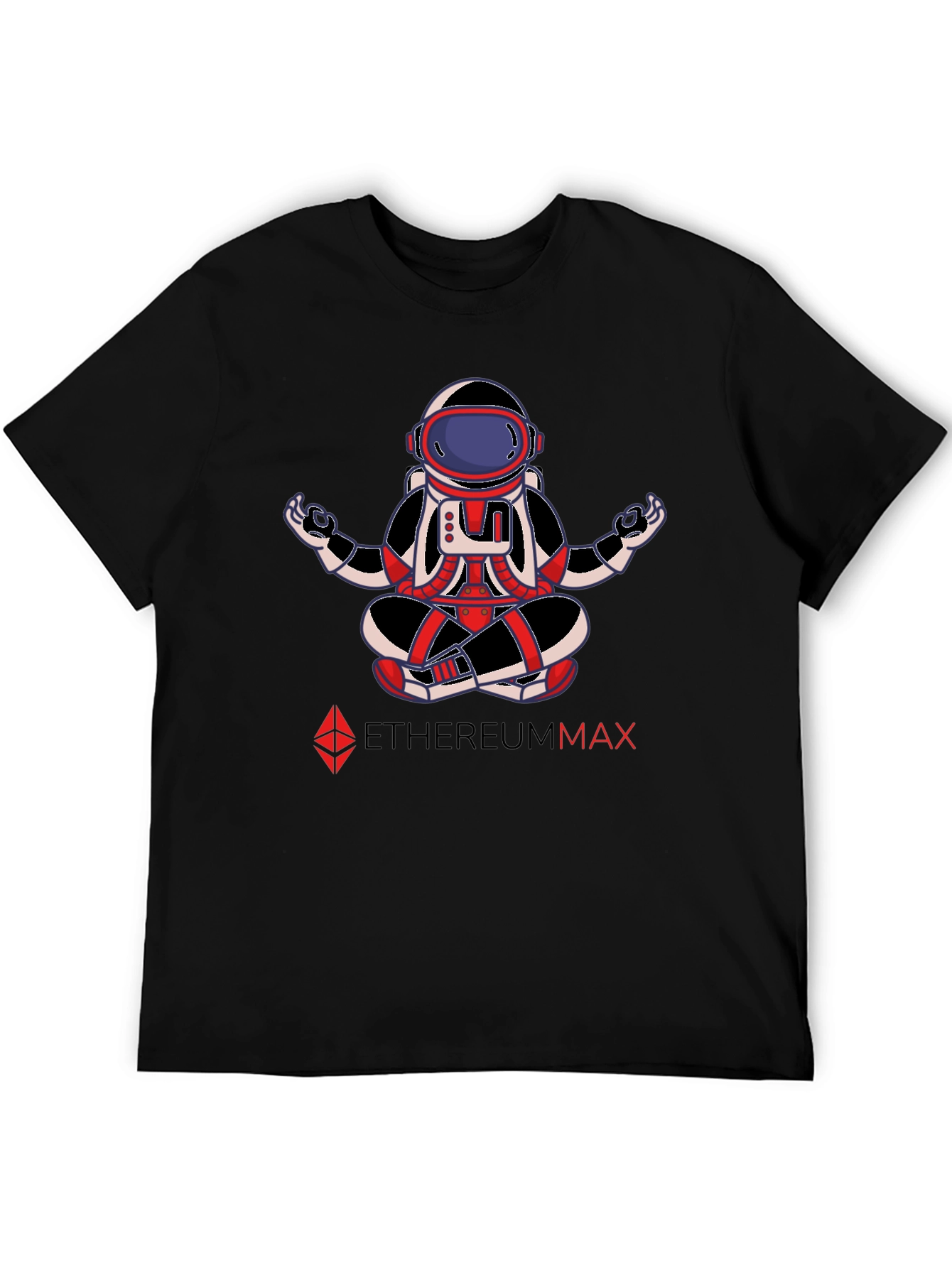 EthereumMax Meditation Astronaut Black T-Shirt