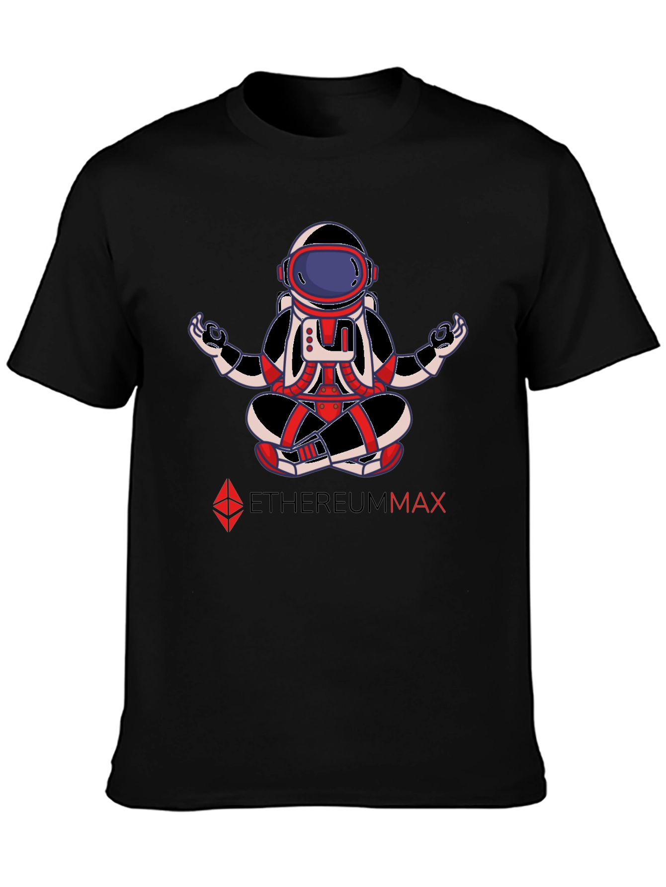 EthereumMax Meditation Astronaut Black T-Shirt