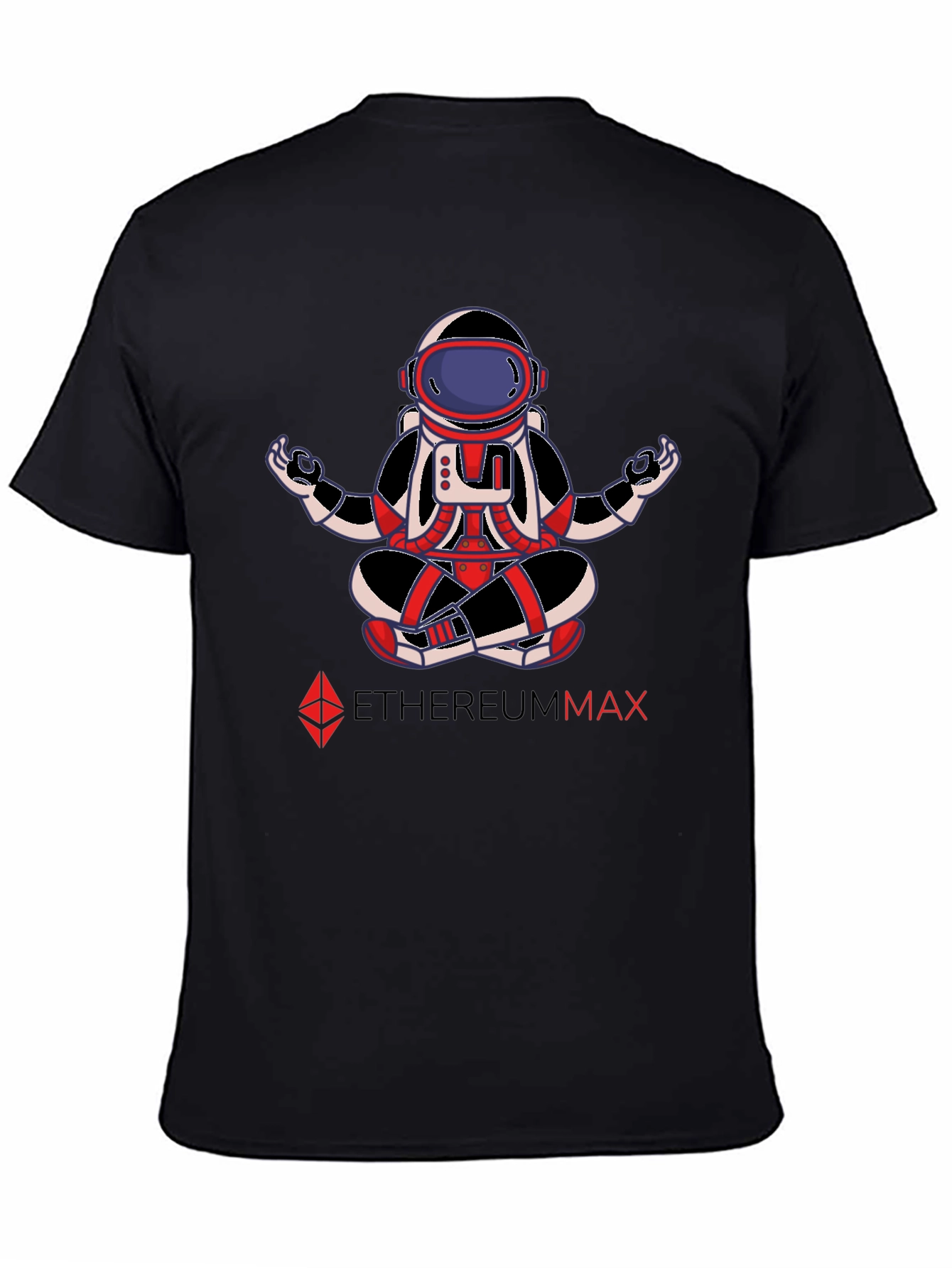 EthereumMax Meditation Astronaut Black T-Shirt