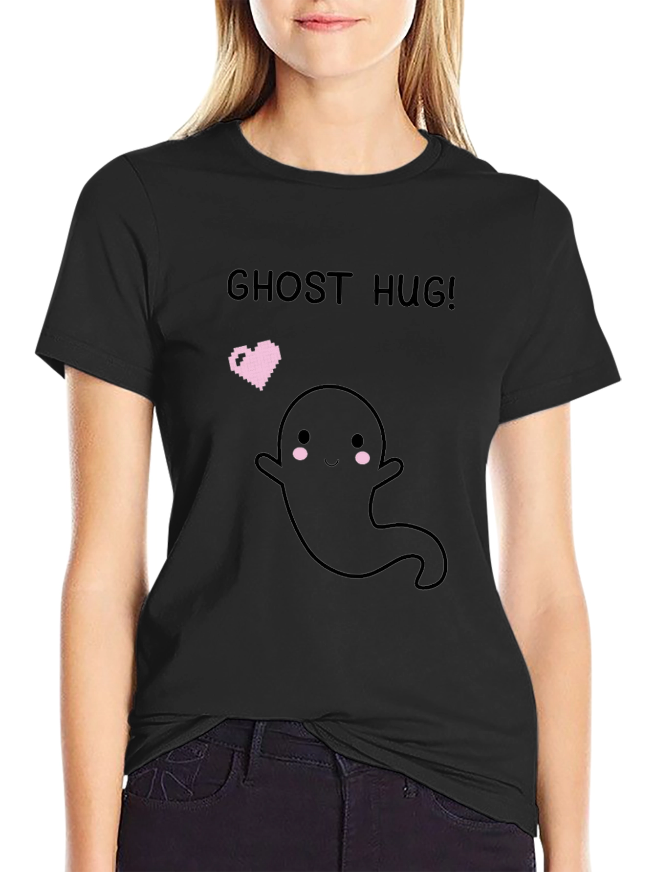 Ghost Hug Graphic T-Shirt - Black