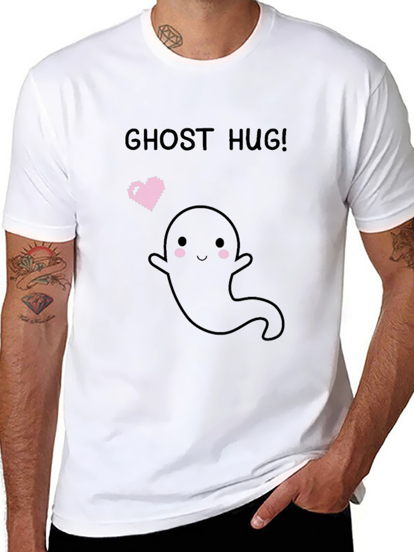 Ghost Hug Graphic T-Shirt - Black