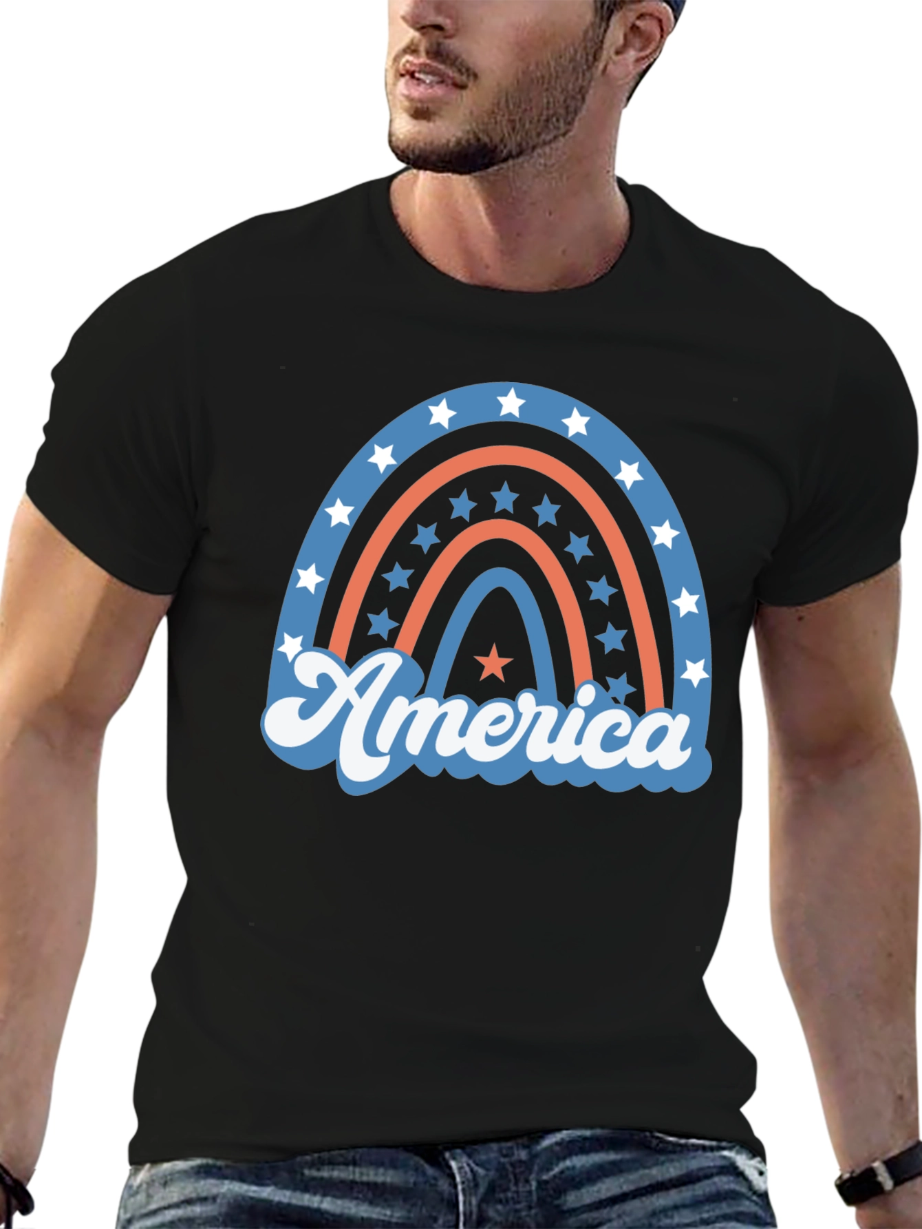 Patriotic America Rainbow Graphic T-Shirt