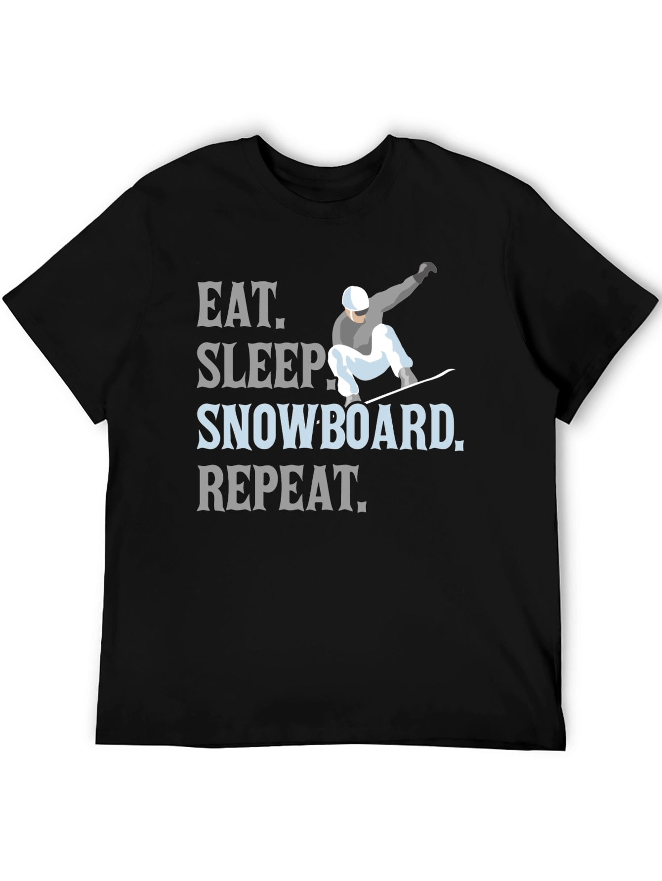 Eat Sleep Snowboard Repeat Black Graphic T-Shirt