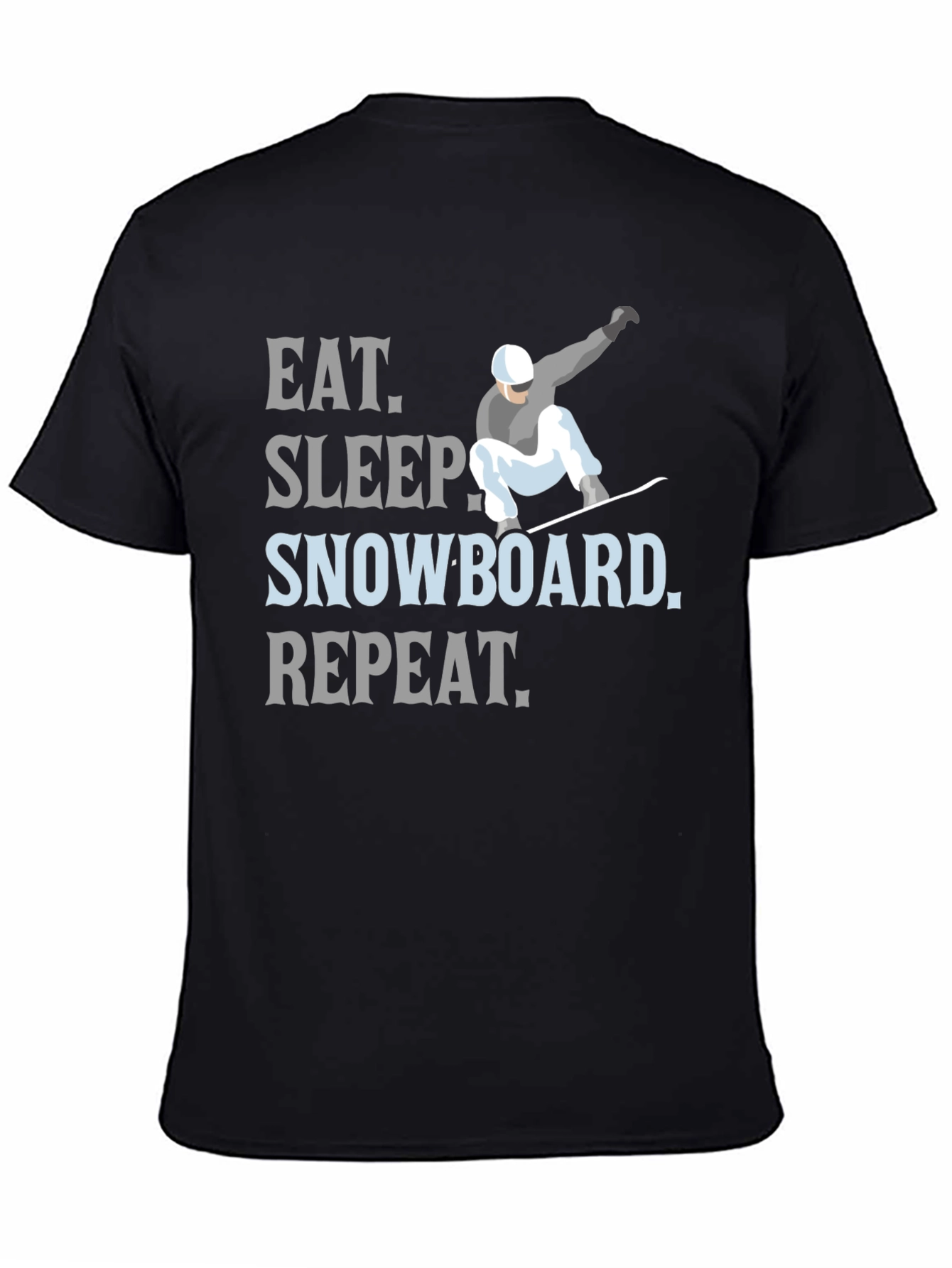 Eat Sleep Snowboard Repeat Black Graphic T-Shirt