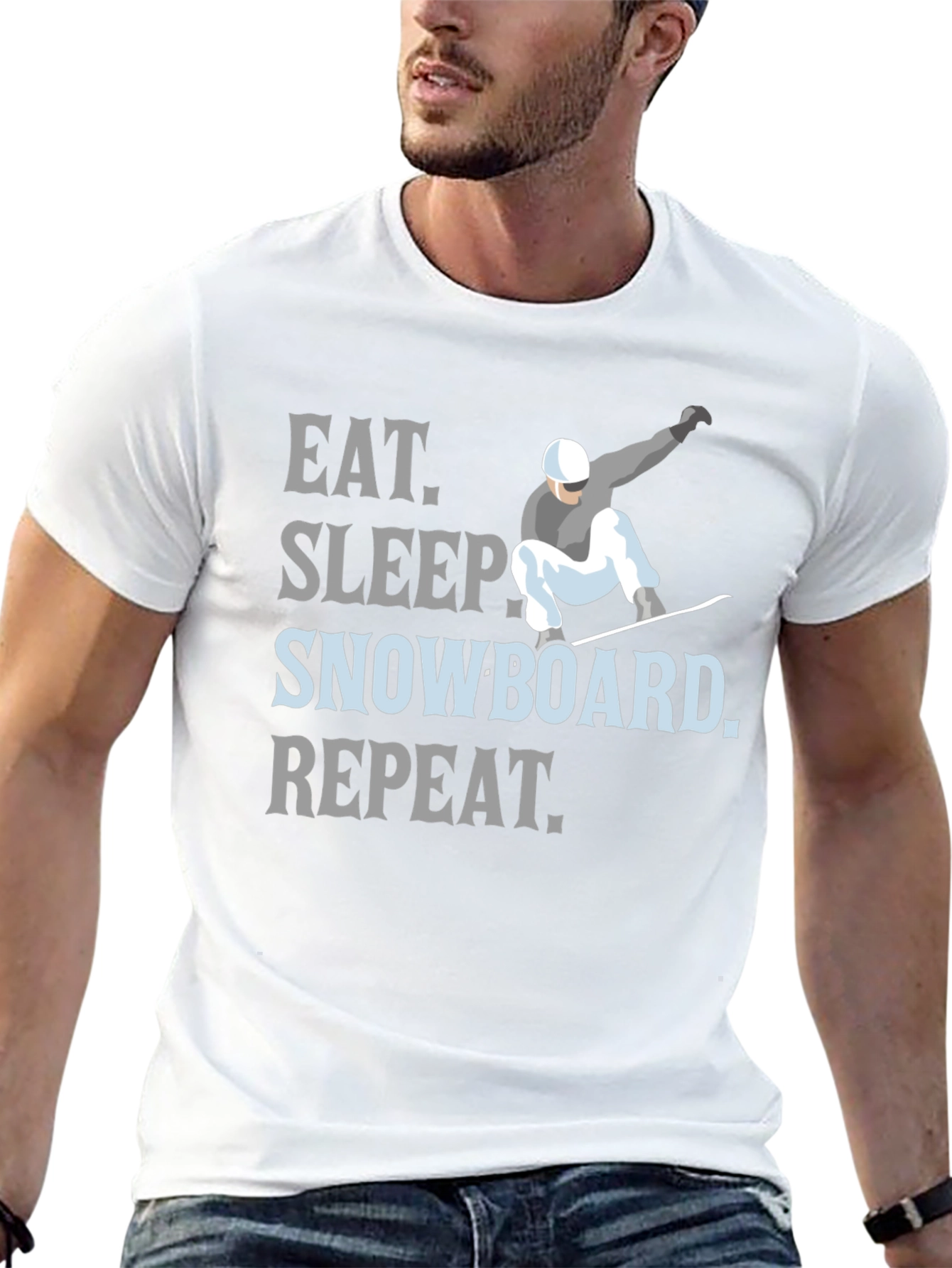 Eat Sleep Snowboard Repeat Black Graphic T-Shirt