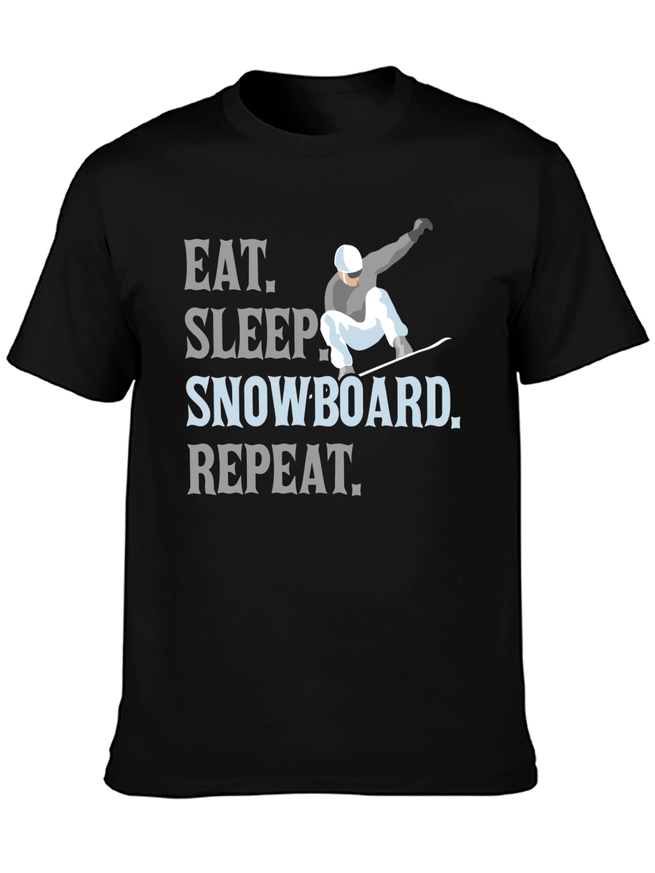Eat Sleep Snowboard Repeat Black Graphic T-Shirt
