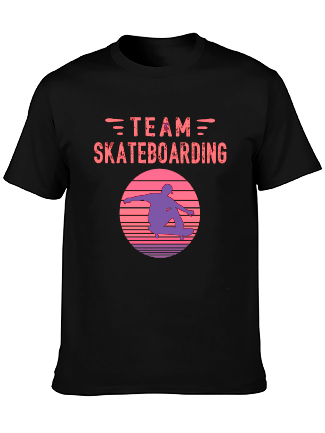 Team Skateboarding Graphic Tee - Retro Sunset Skater Shirt