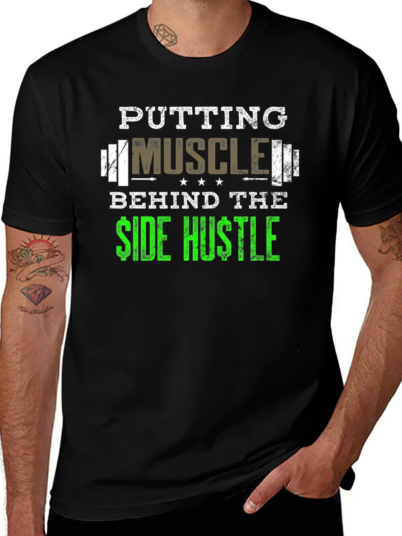 Muscle Side Hustle Graphic Tee - Black