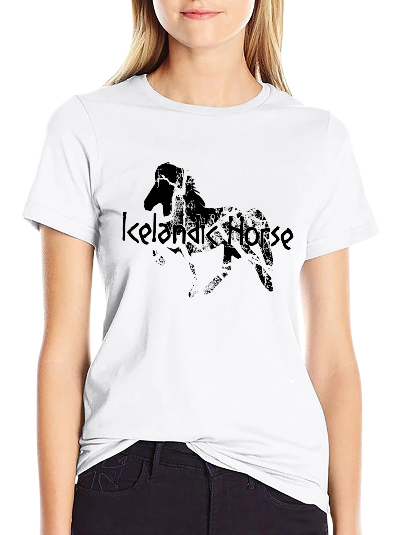 Icelandic Horse Graphic Black T-Shirt