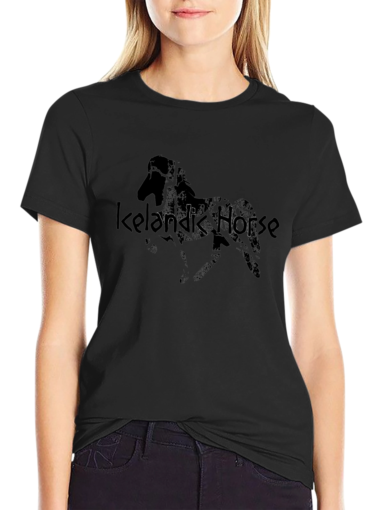Icelandic Horse Graphic Black T-Shirt