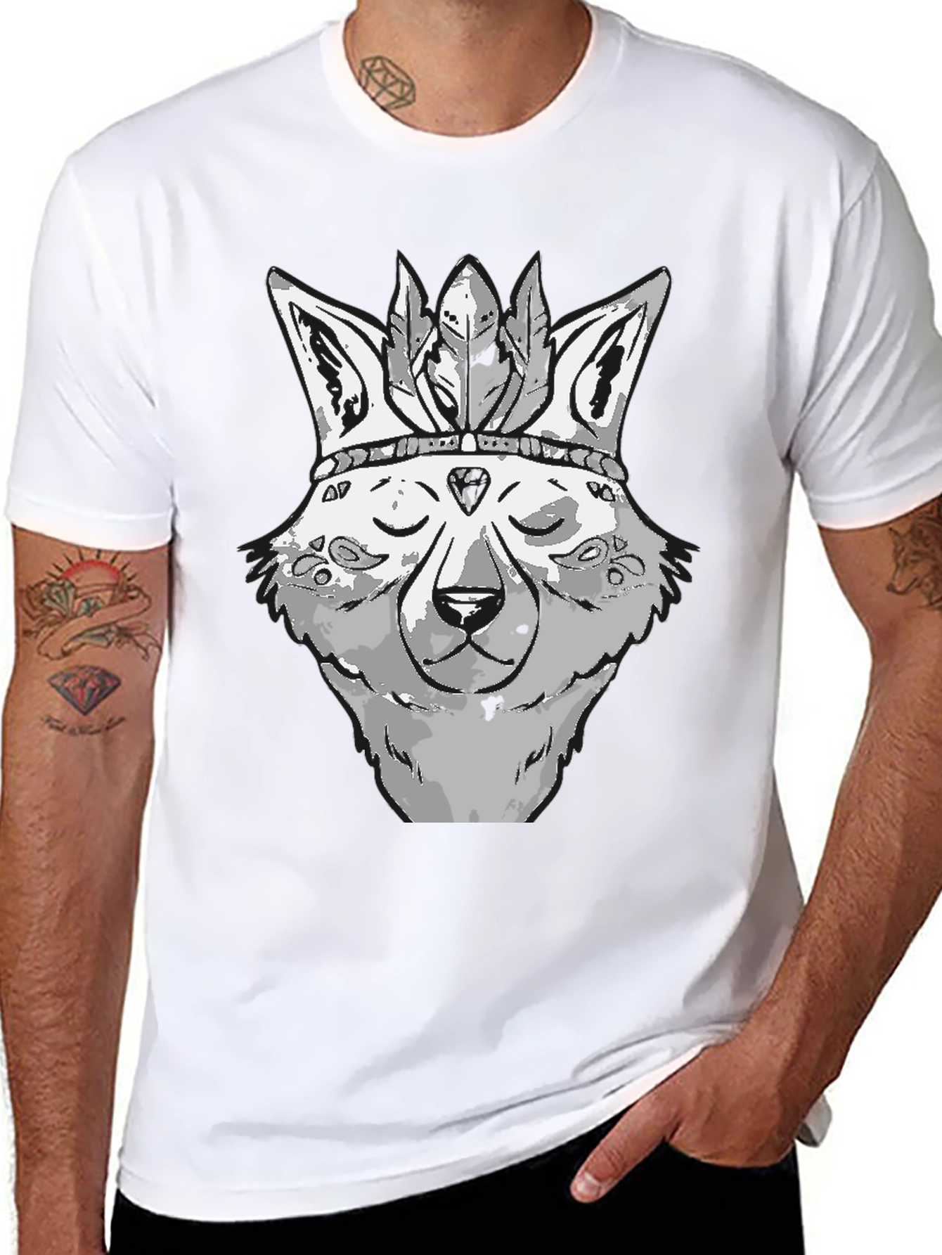 Wolf Head T-Shirt - Native American Style Tee