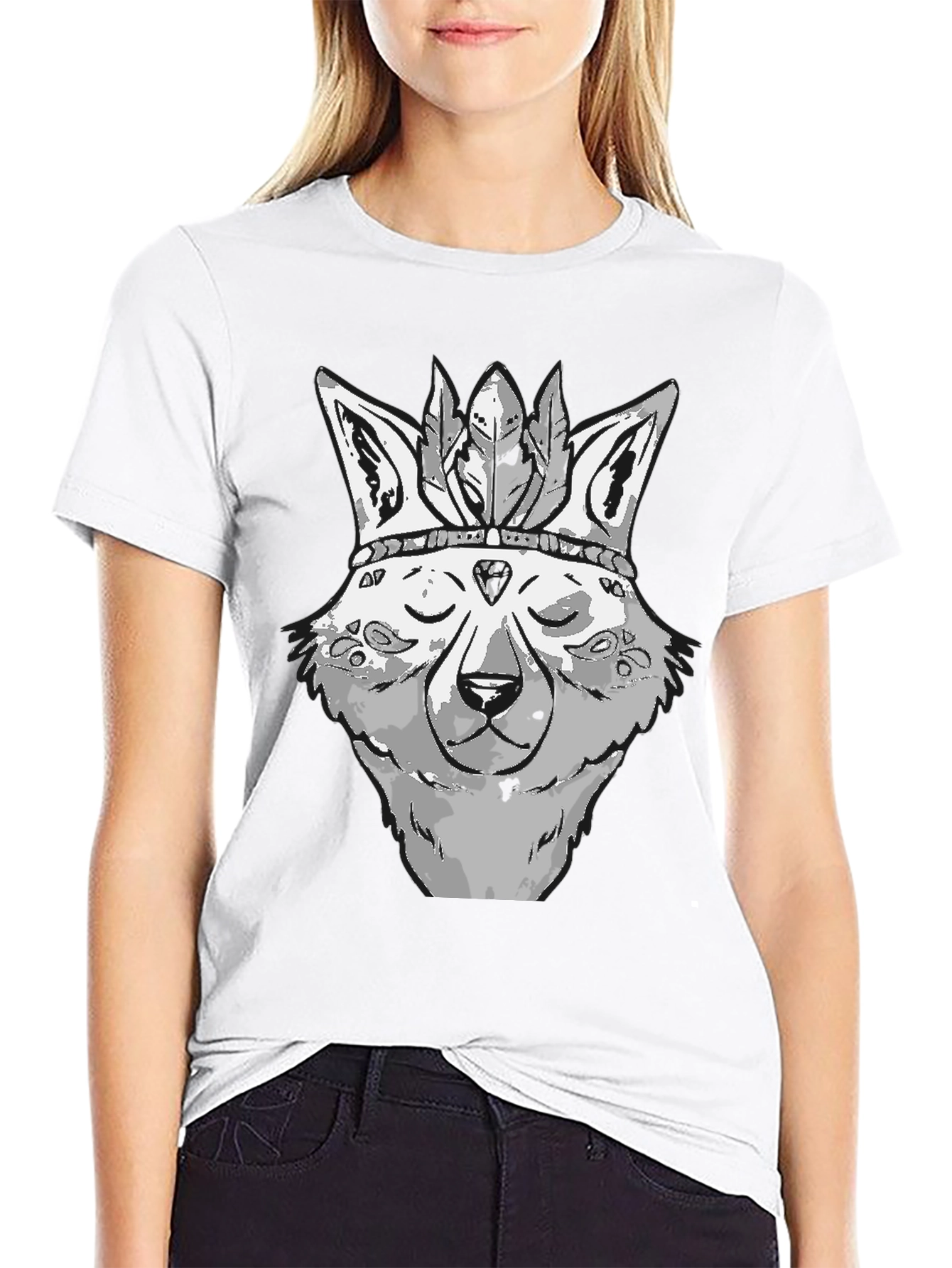 Wolf Head T-Shirt - Native American Style Tee