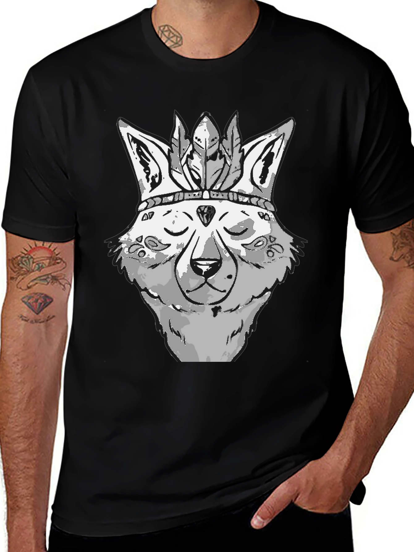 Wolf Head T-Shirt - Native American Style Tee