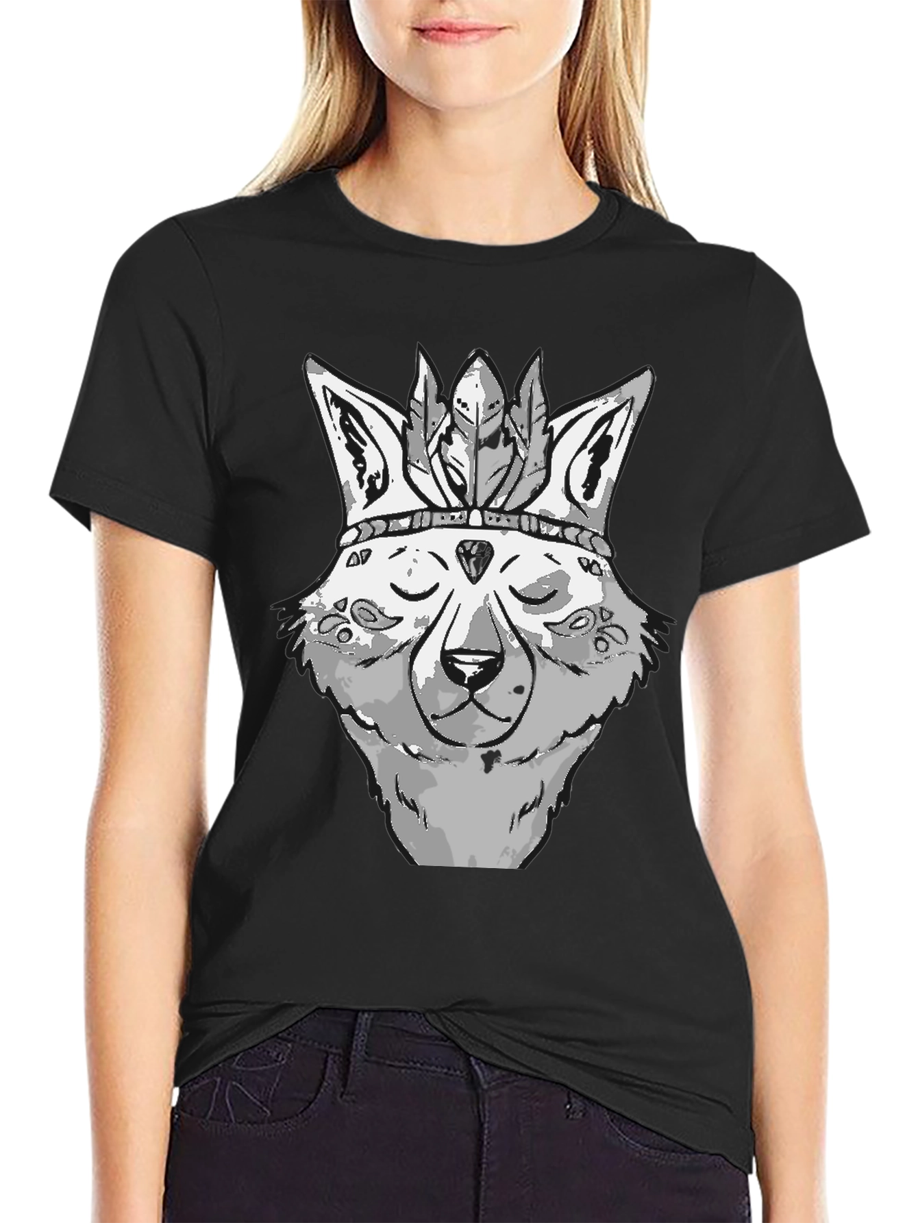 Wolf Head T-Shirt - Native American Style Tee