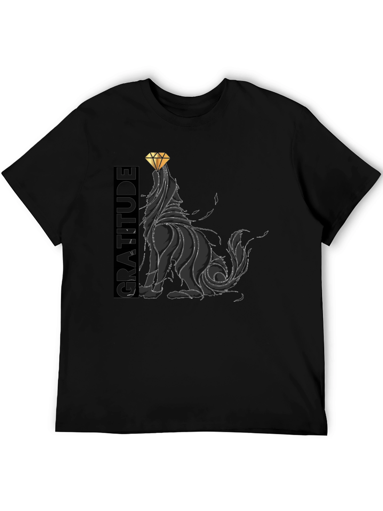 Gratitude Wolf Graphic T-Shirt - Stylish Diamond Design